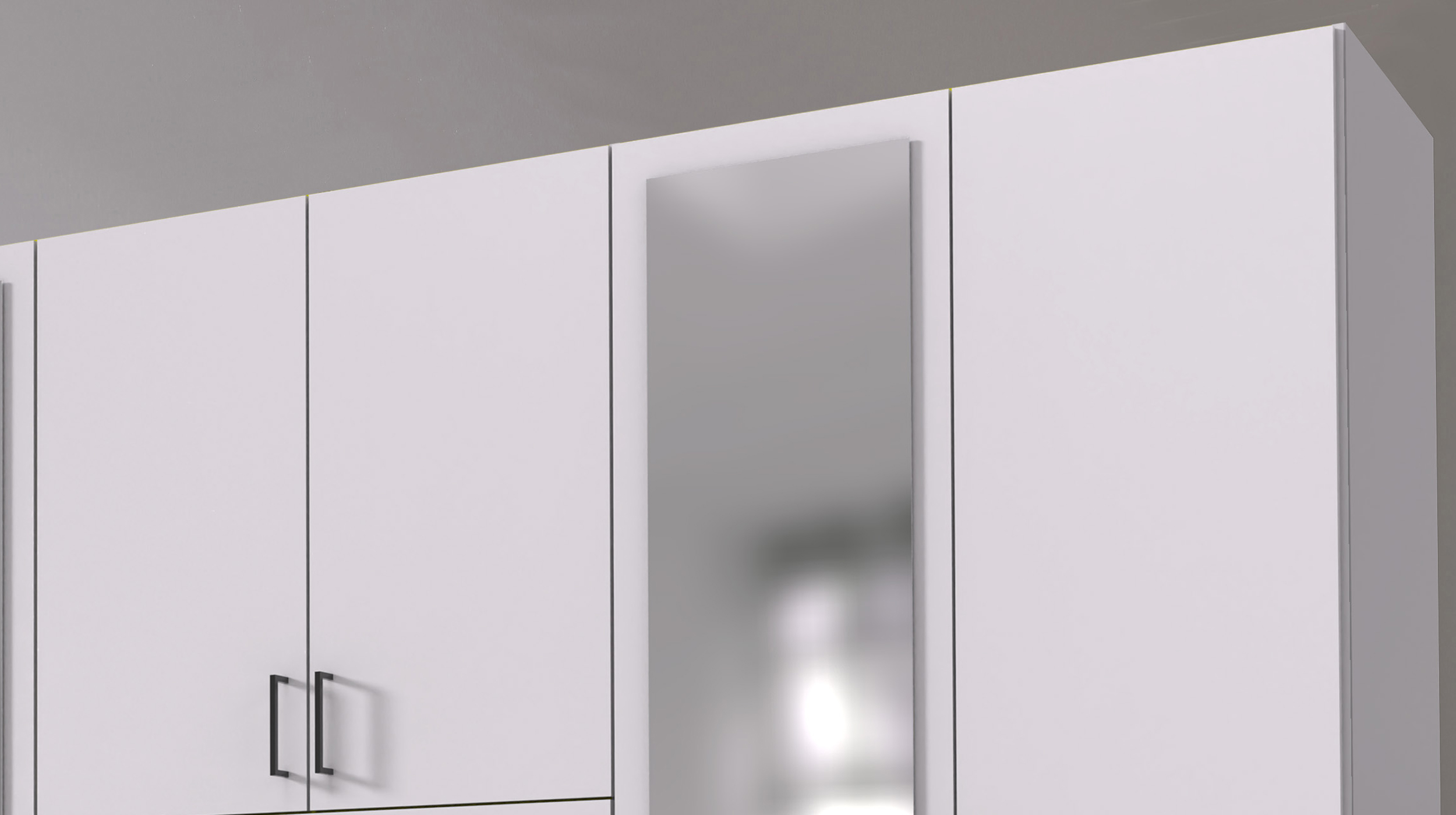 Kleiderschrank mit Spiegel - weiß - 270 cm - DILLINGEN