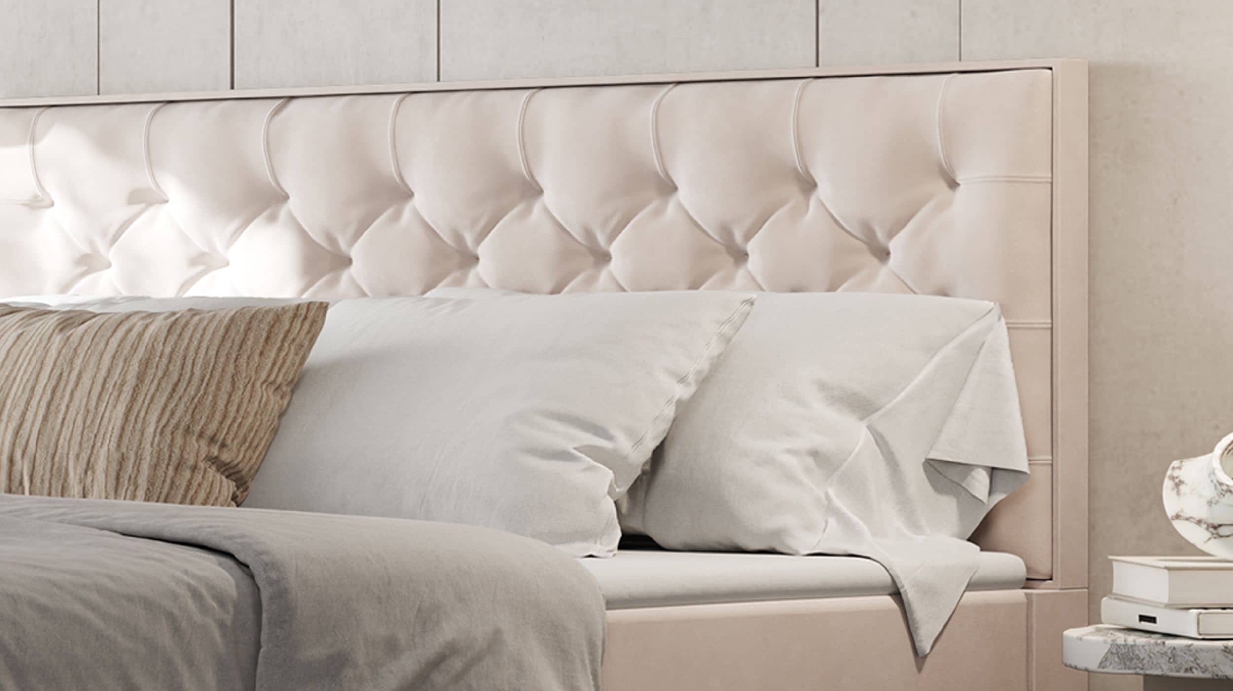 Boxspringbett 200 x 200 cm mit Bettkasten creme - LANCIANO