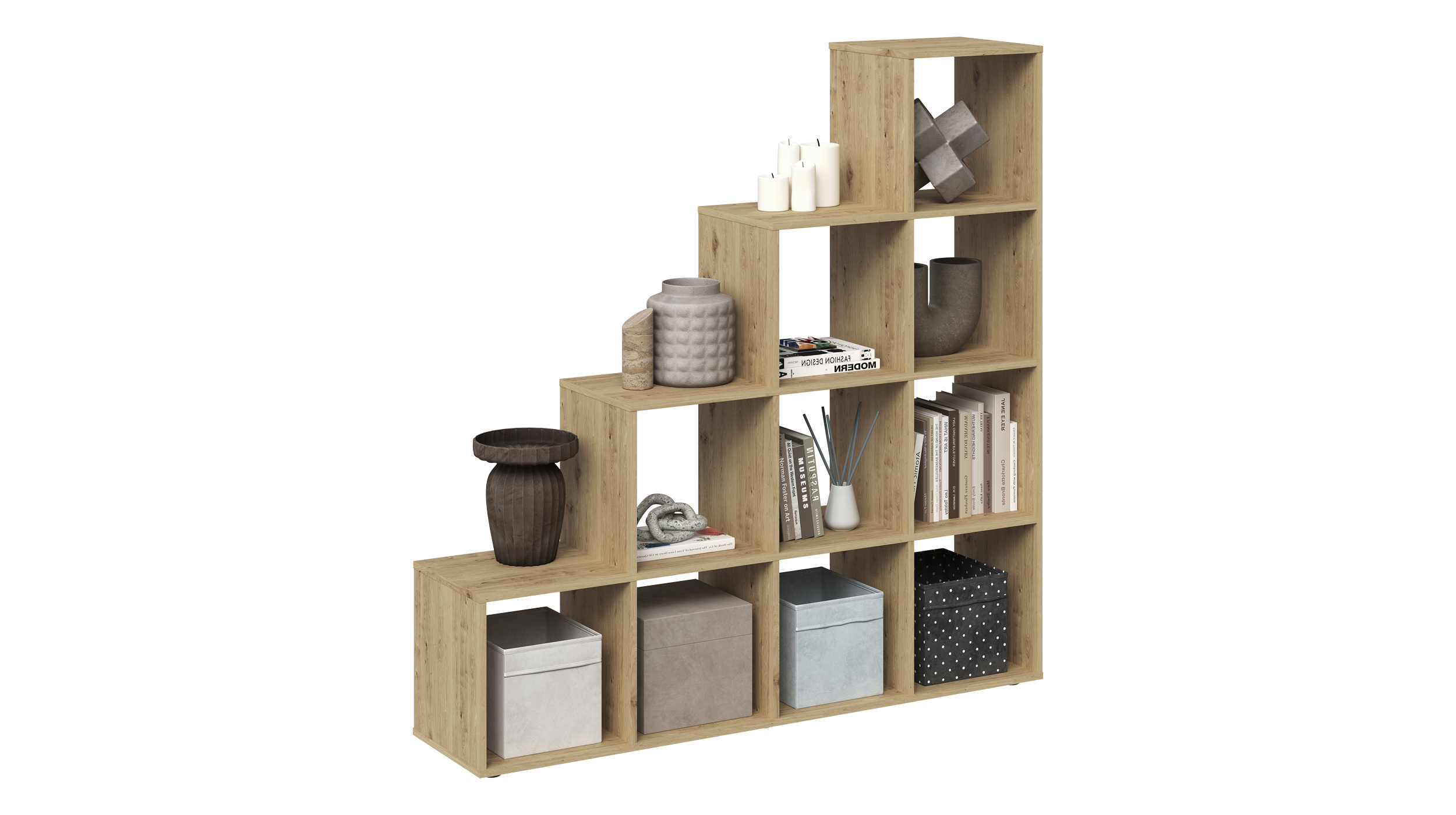 Raumteiler Artisan Eiche 139 x 142 cm - 10 Fächer - RIKU