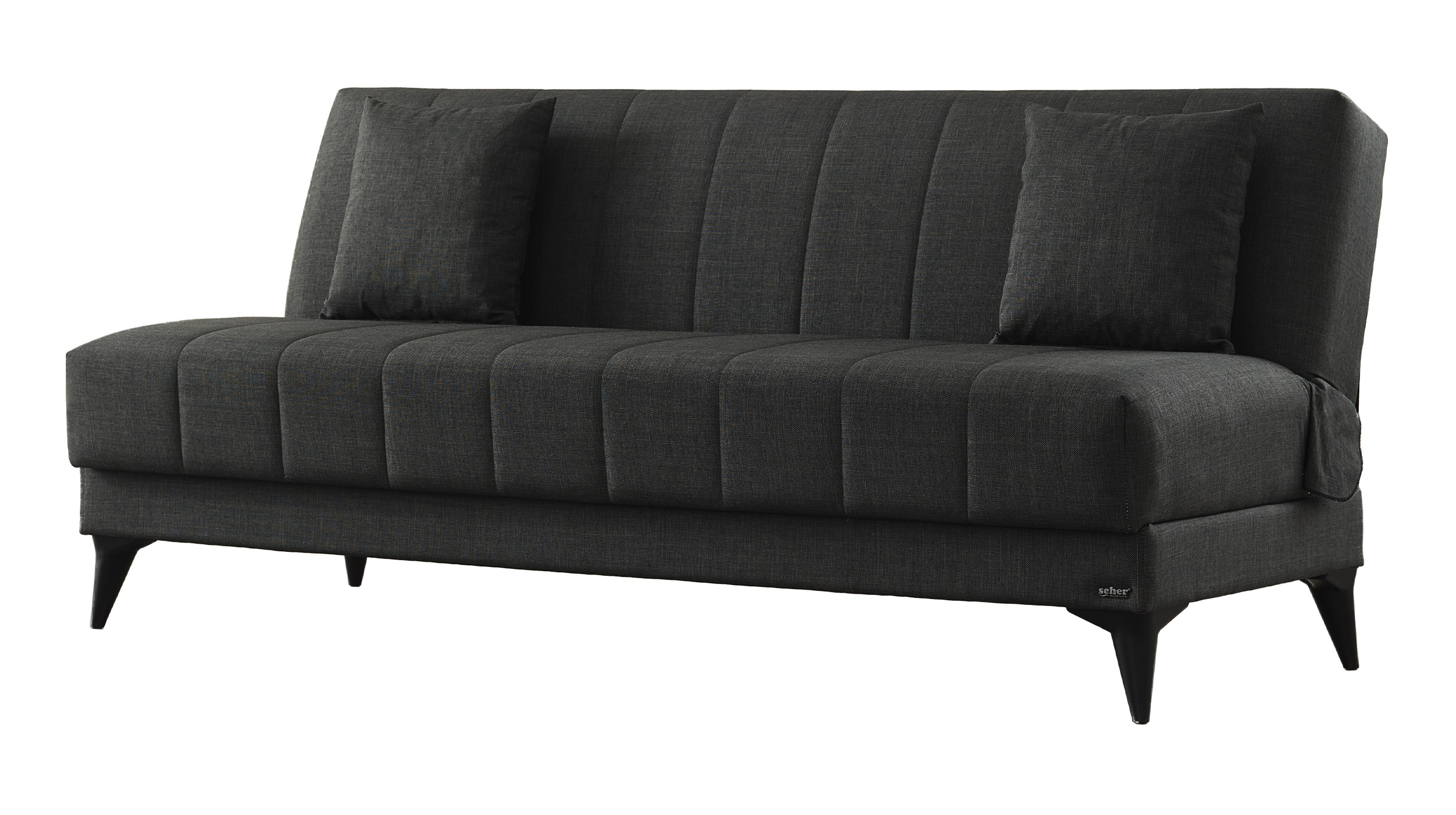 Einzelsofa 3-Sitzer grau Schlaffunktion Bettkasten 192 cm - ACTION