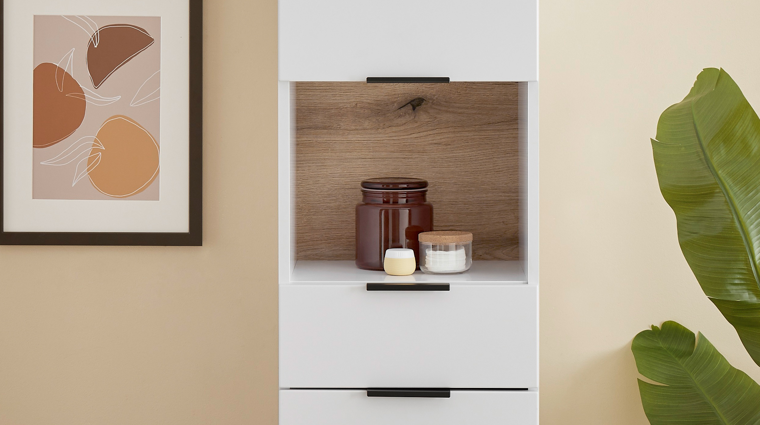 Bad Hochschrank weiß Eiche 2 Türen 195 cm - DALIA