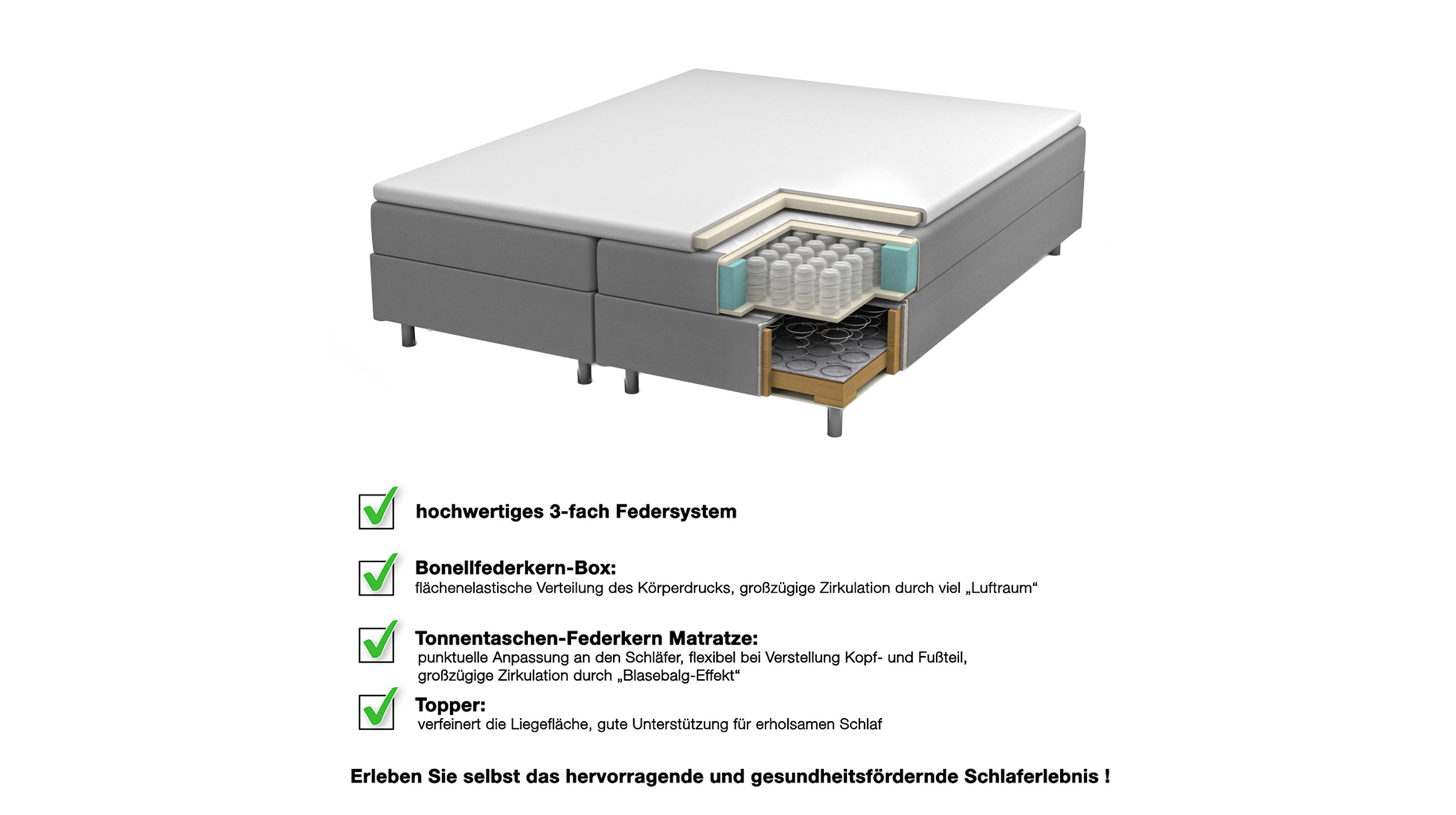 Boxspringbett 180 x 200 cm grau Microfaserbezug - GRAZ