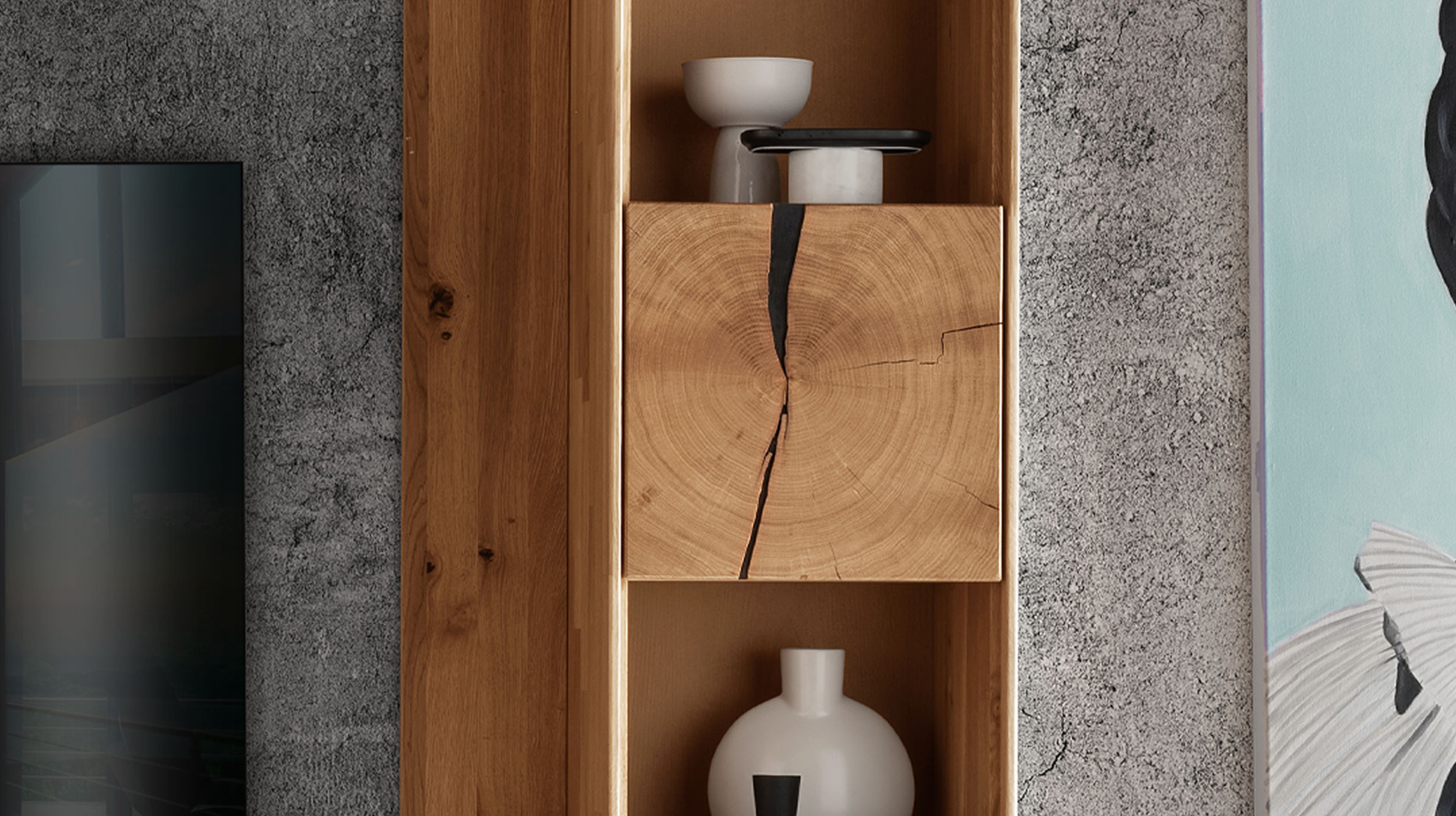 Wandboard Wildeiche massiv geölt - montiert - 104 cm - TORVEN