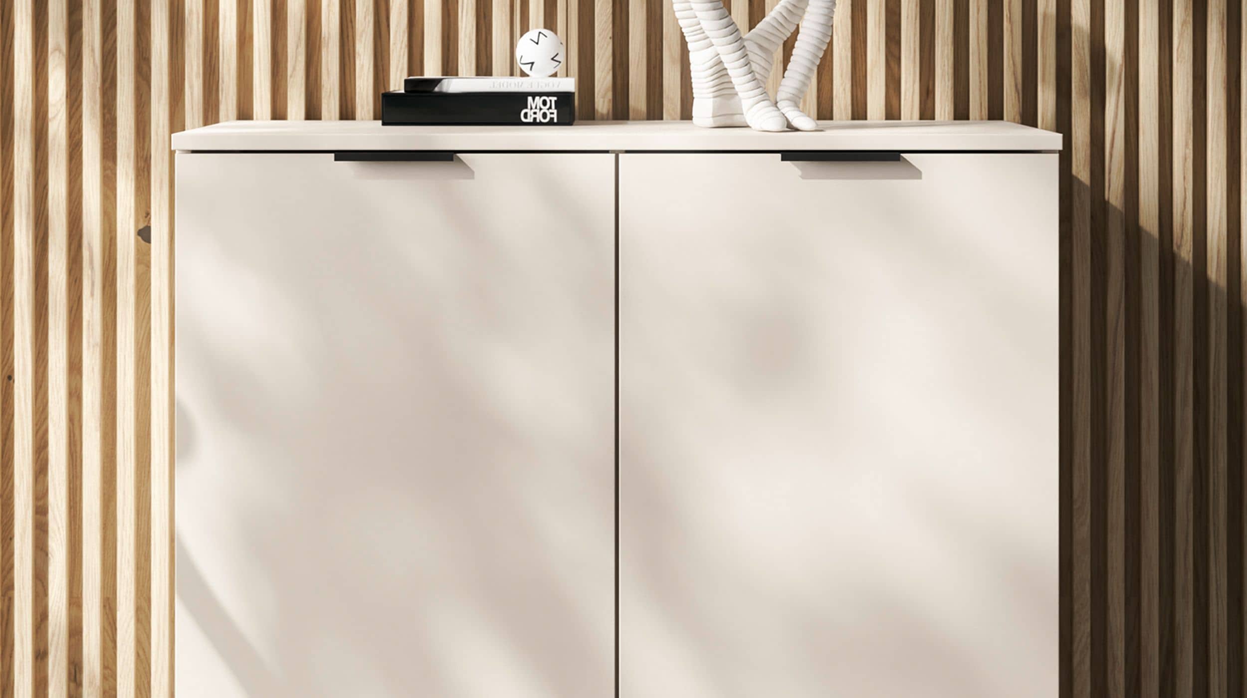 Kommode beige 90 x 40 cm - 2-türig - LINZ