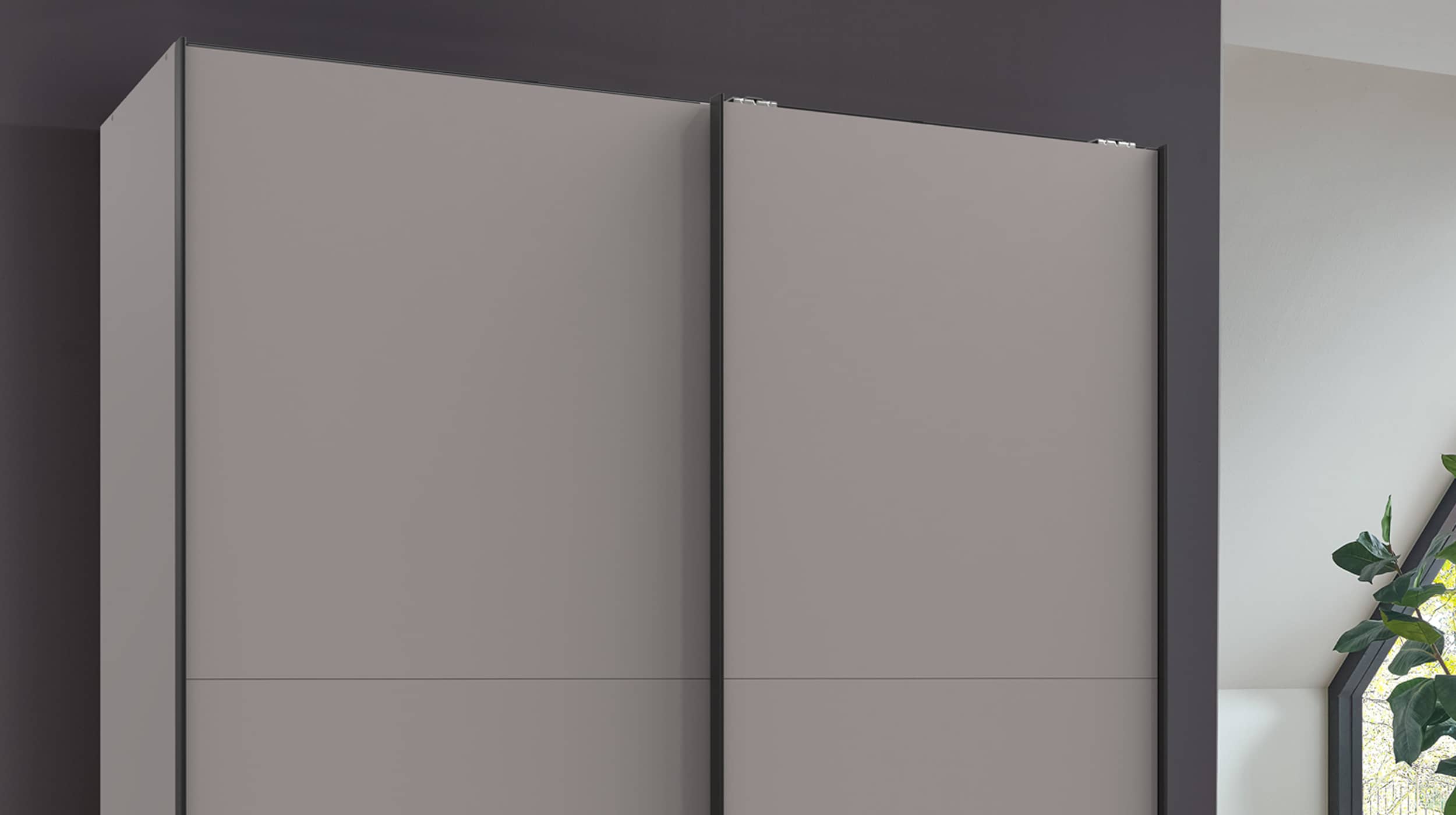 Schwebetürenschrank grau 180 cm - AUGSBURG