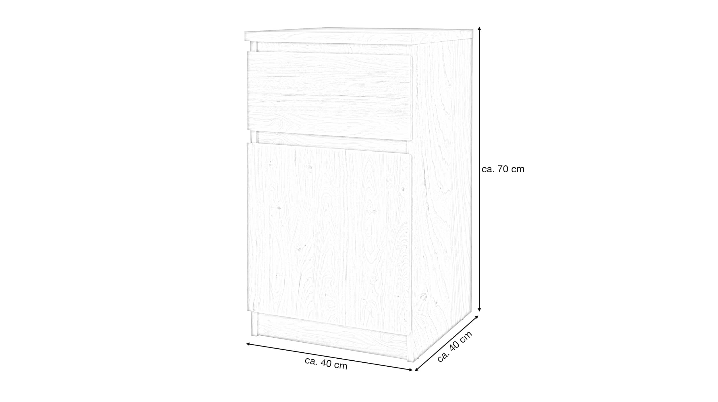 Nachttisch Jackson Hickory 40 x 70 cm 1 Schublade - NAIA