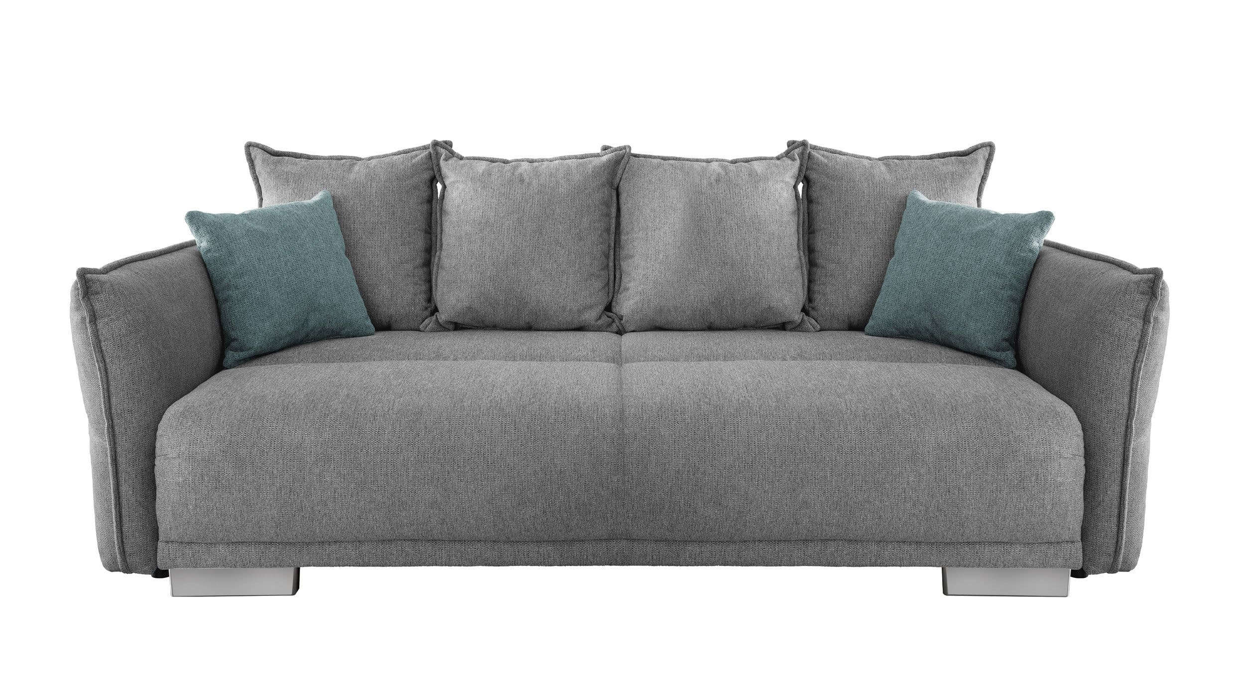Big Sofa mit Schlaffunktion grau 242 cm - PERA