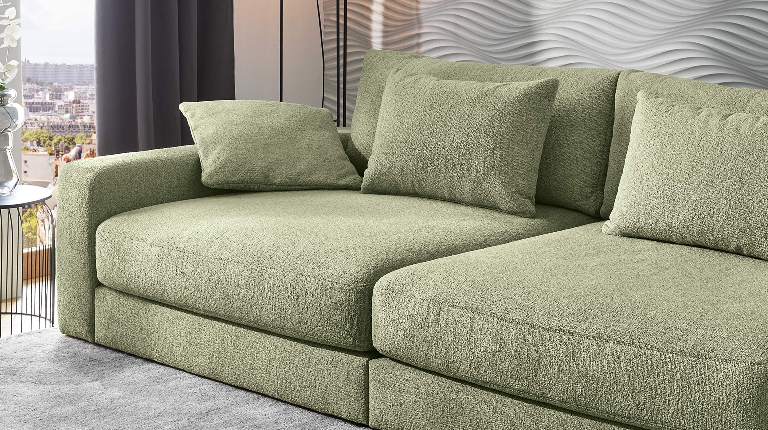 Big Sofa mit Federkern - grün - 290 cm - MILANO