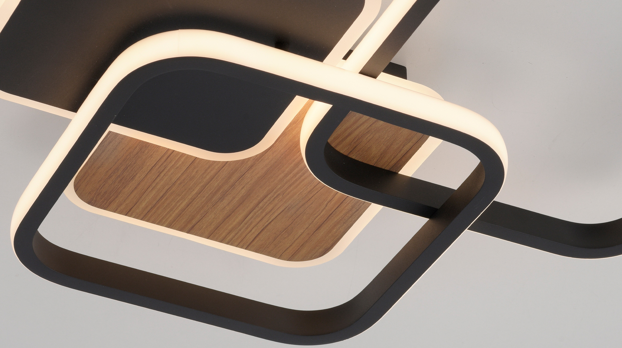 Deckenleuchte LED schwarz - Holzoptik 39 x 46 cm - SEVENT