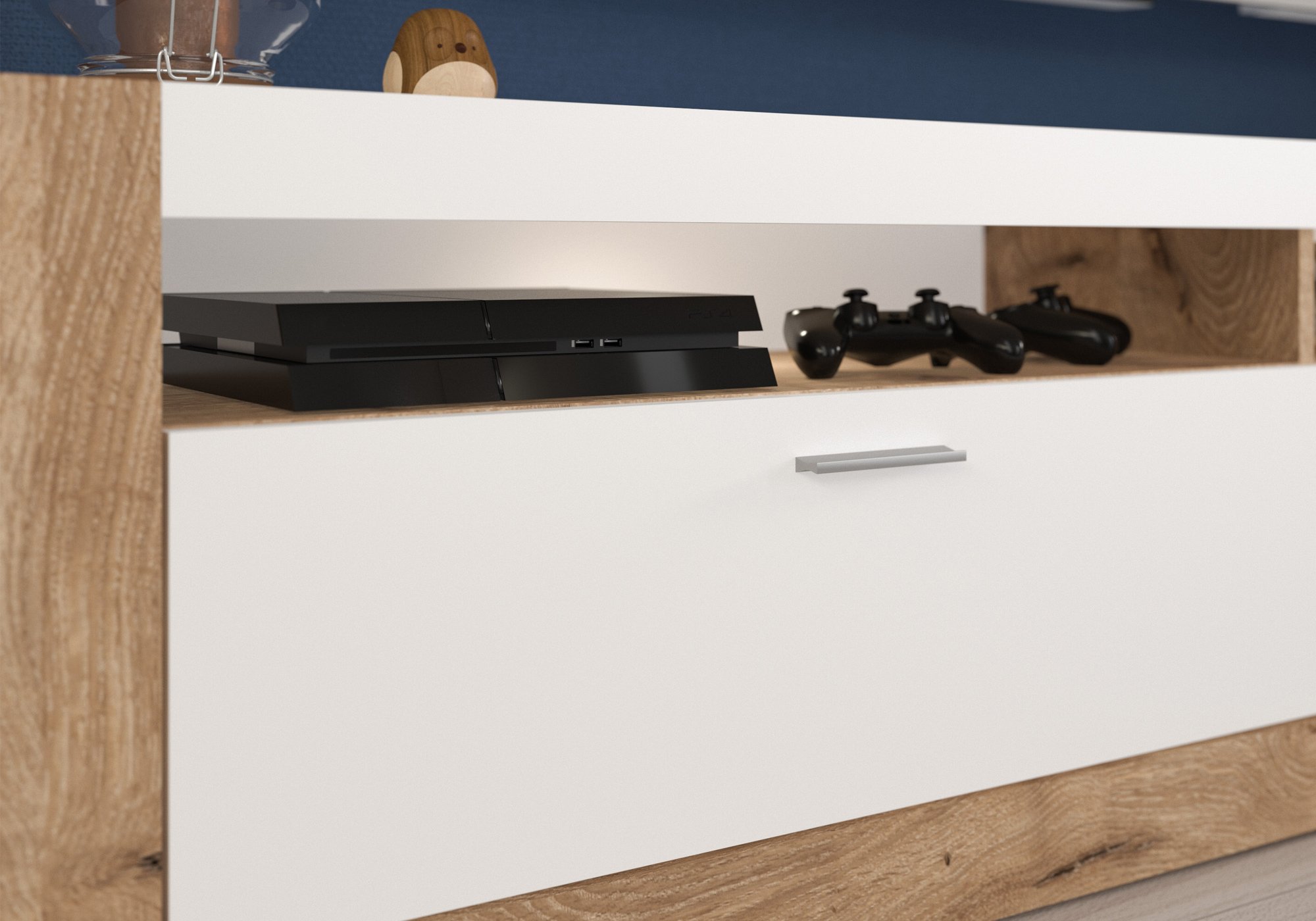 TV-Lowboard Nox Oak Eiche - weiß 181 cm - PARMA