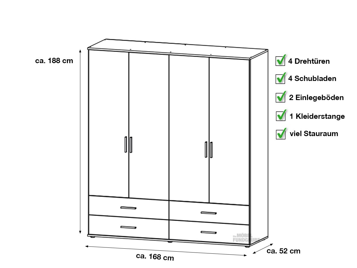 Kleiderschrank weiß 168 cm - von rauch - RASANT