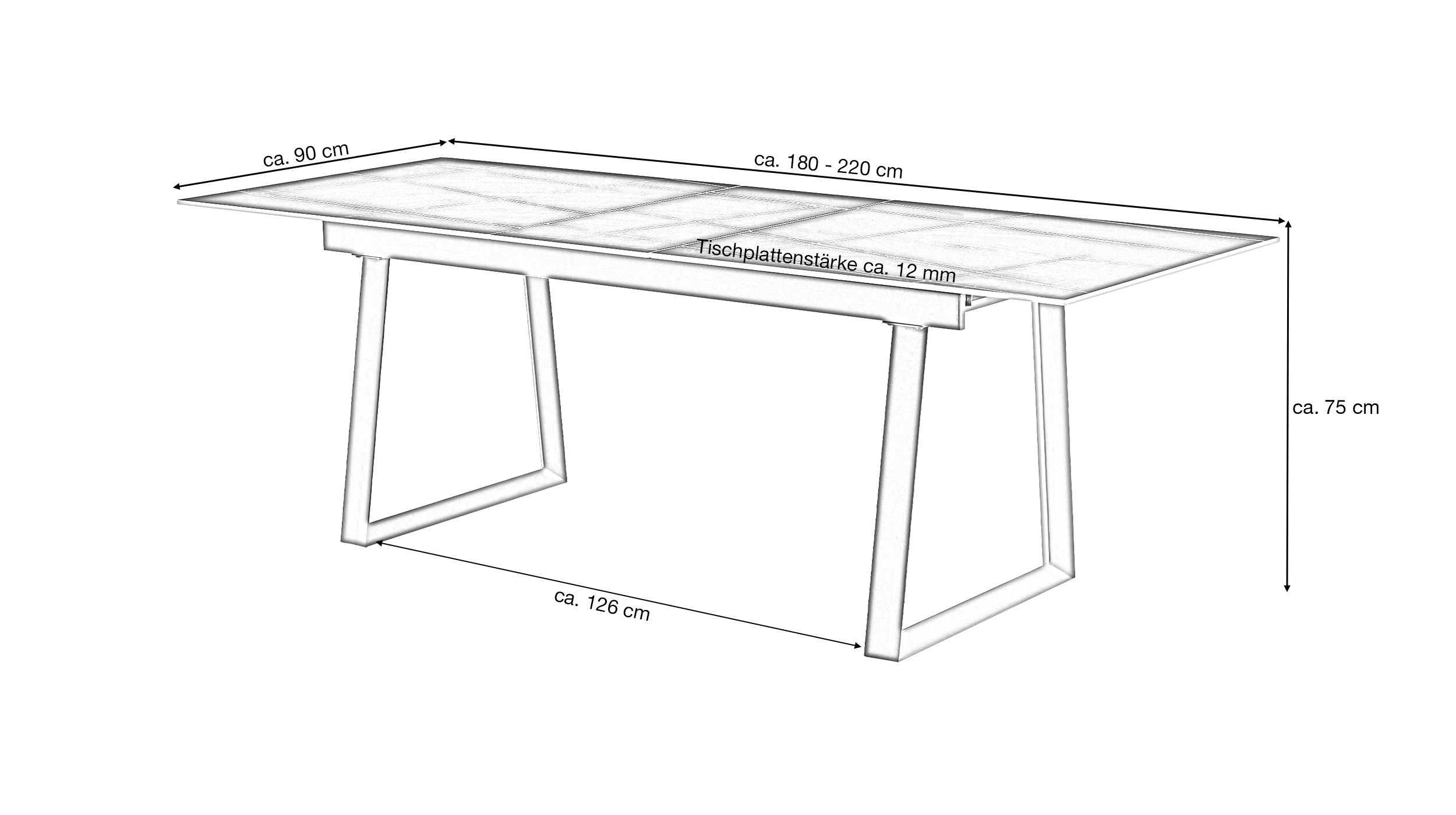 Esstische 180 - 220 cm ausziehbar Keramikoptik - RIO
