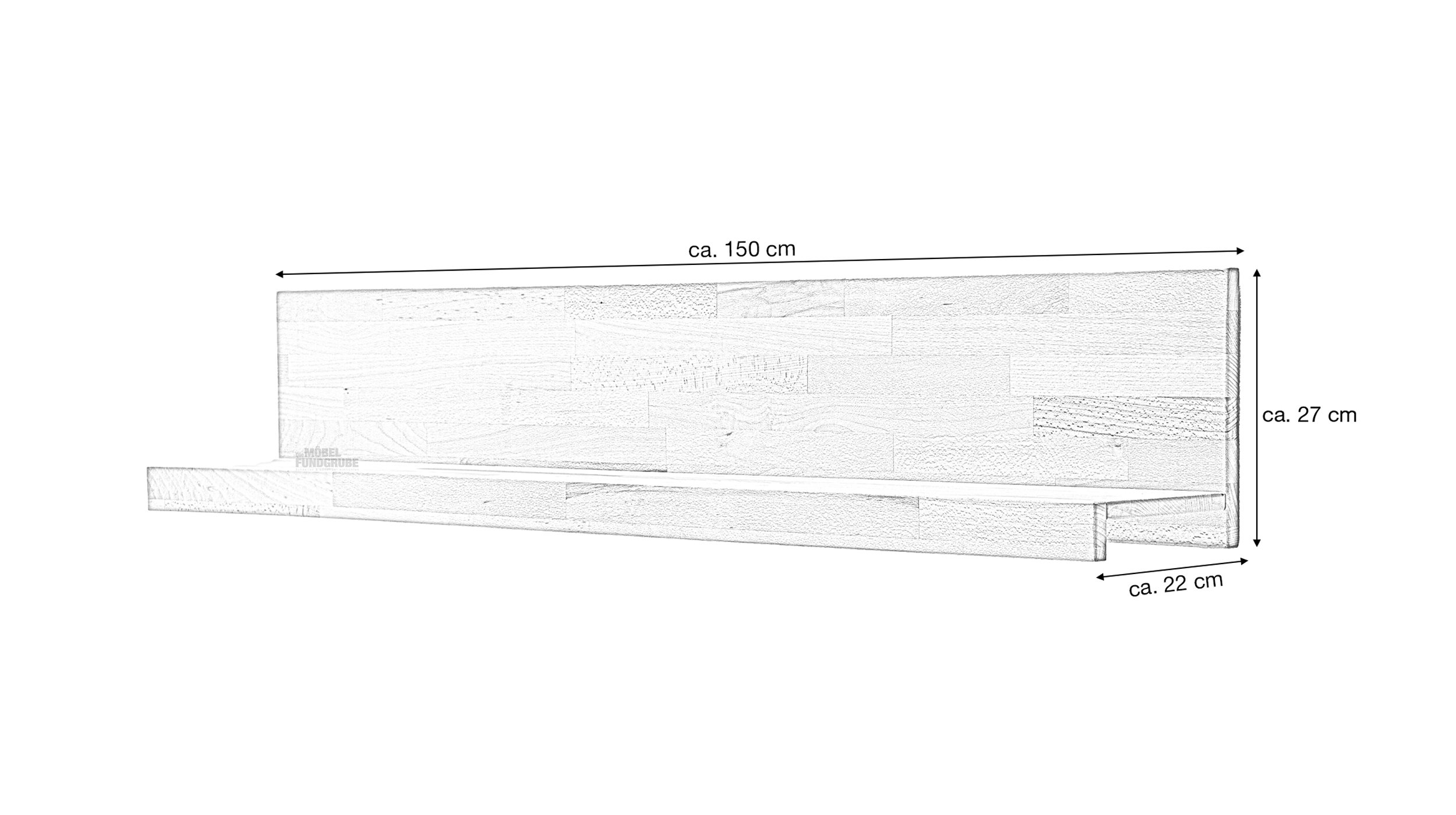 Wandboard Kernbuche massiv geölt 150 cm - FENJA