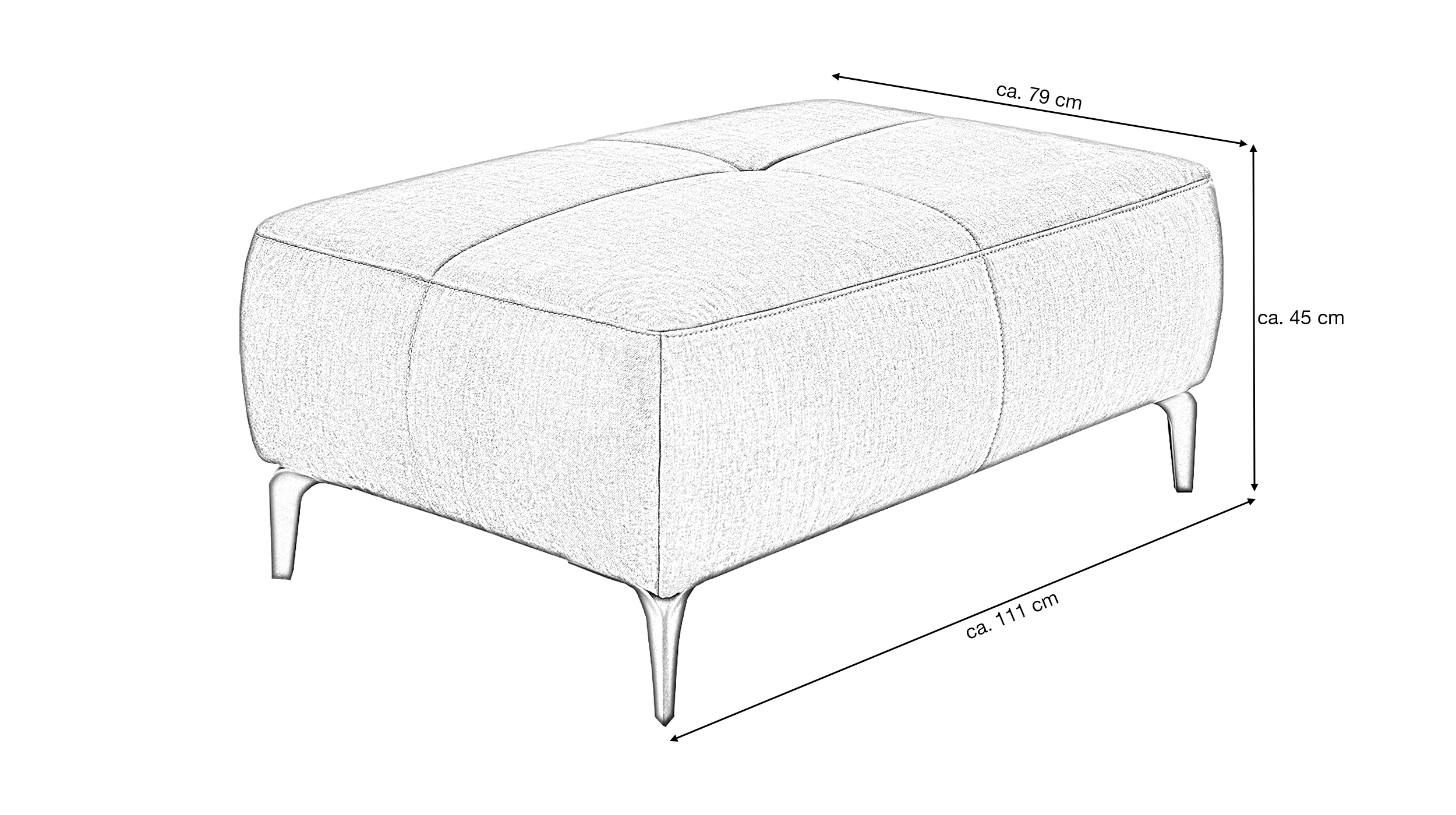 Hocker Sitzhocker 79 x 111 cm  hellgrau Veloursbezug - SALO