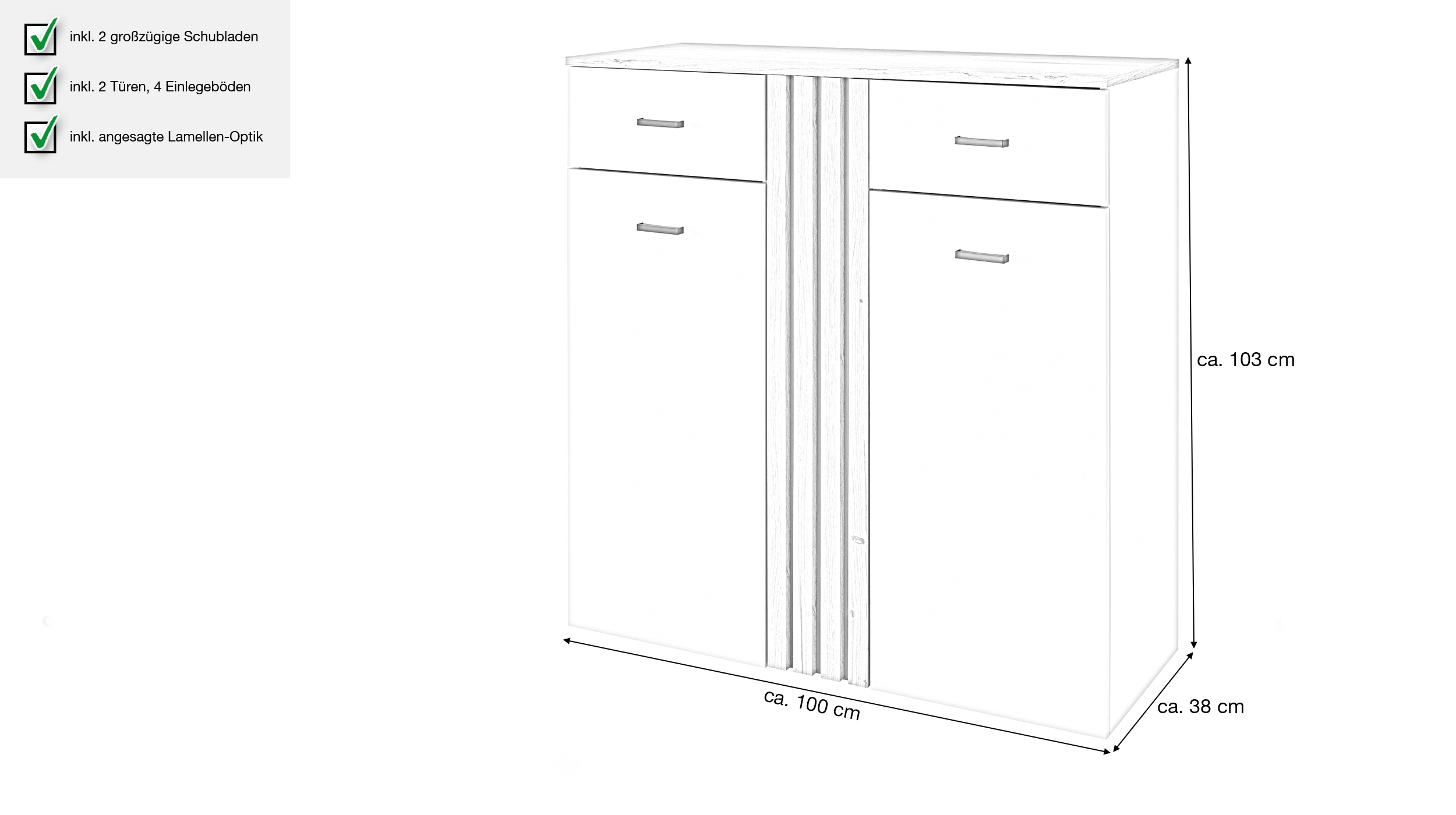 Schuhschrank mit Schubladen beige Evok Eiche 100 cm - LITUMO 