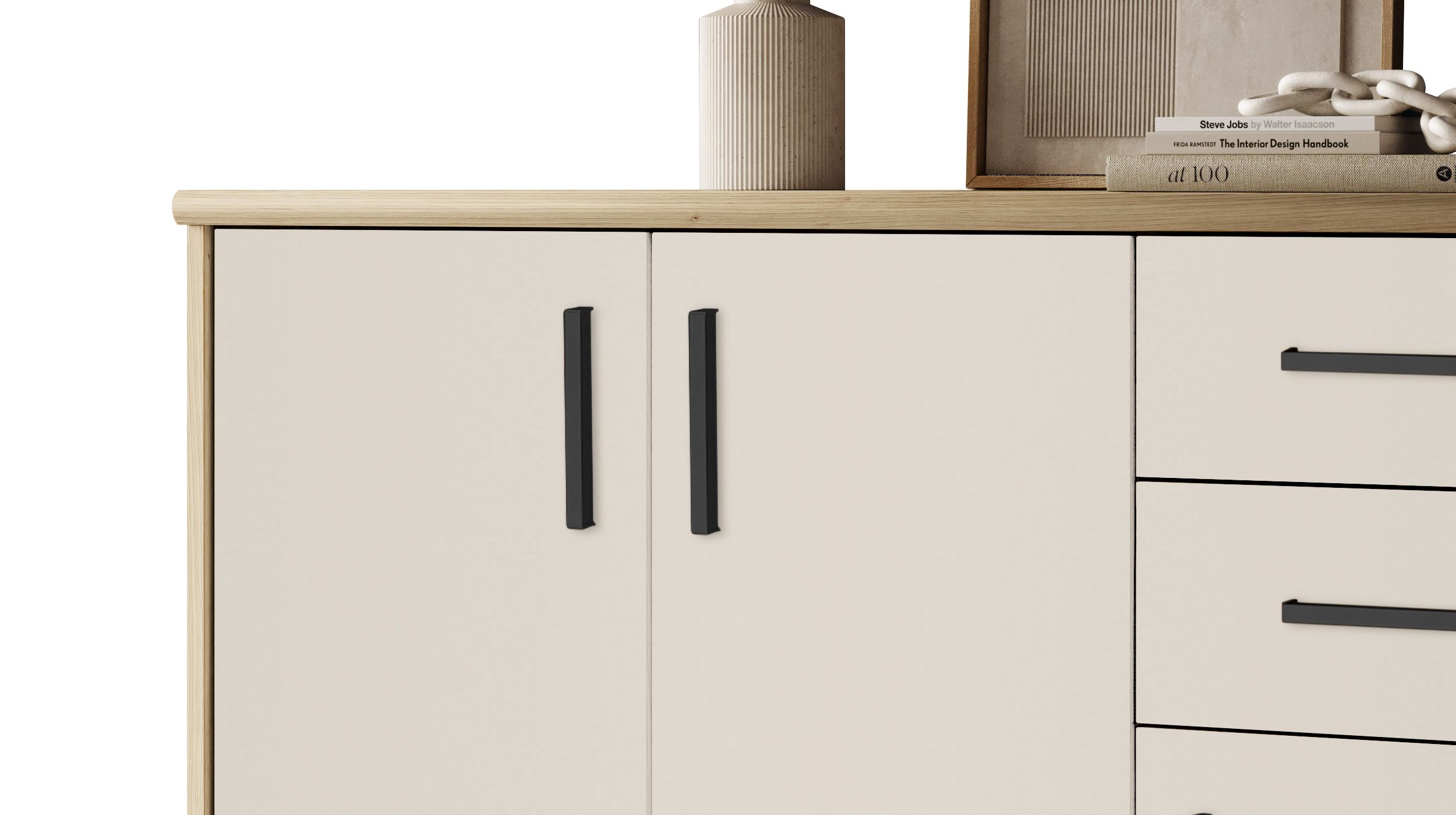 Kommode mit 2 Schubladen beige - Artisan Eiche 109 x 50 cm - NELLY