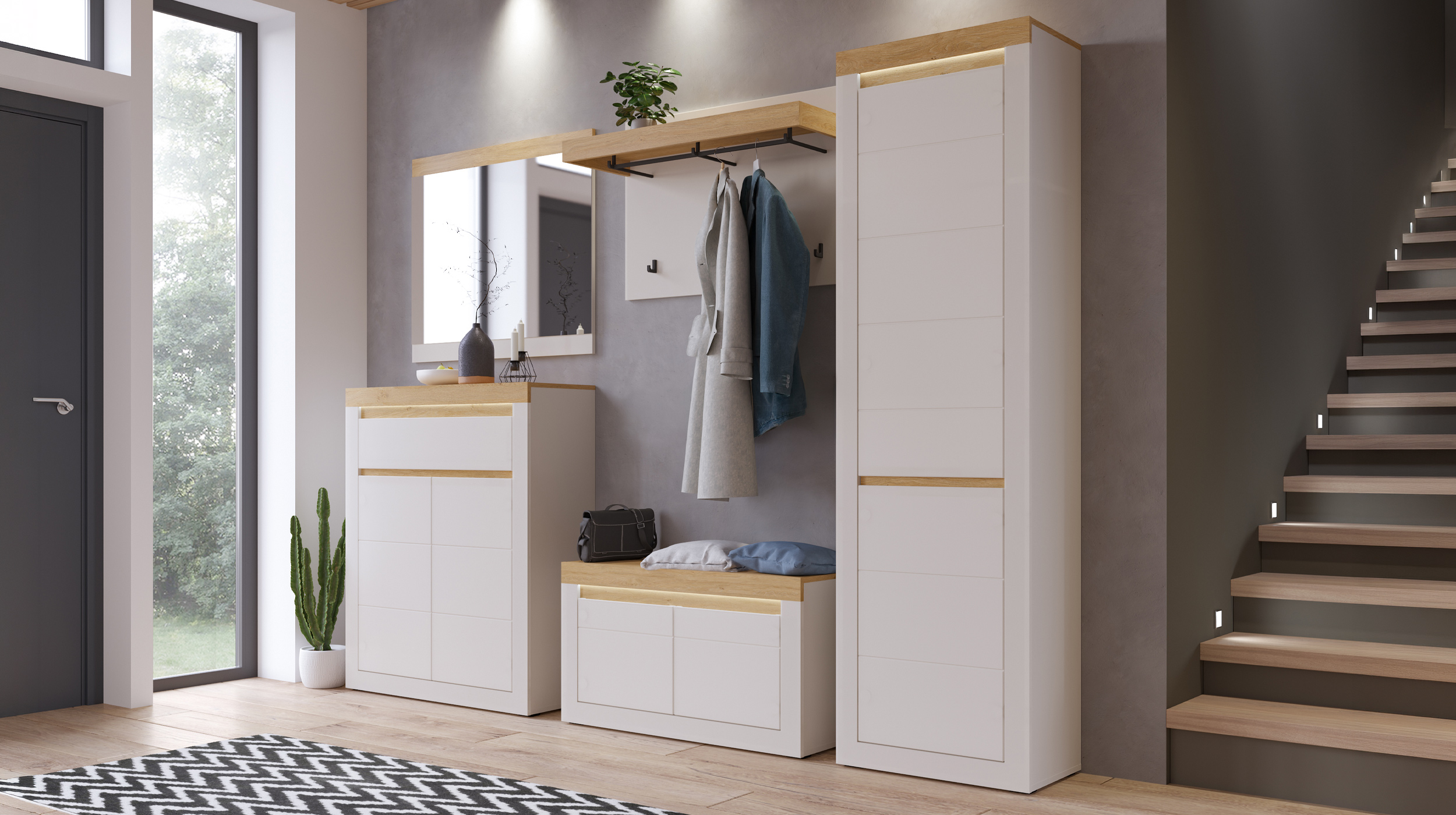 Kommode mit Schublade beige Stone Eiche 94 cm - NAXXAR