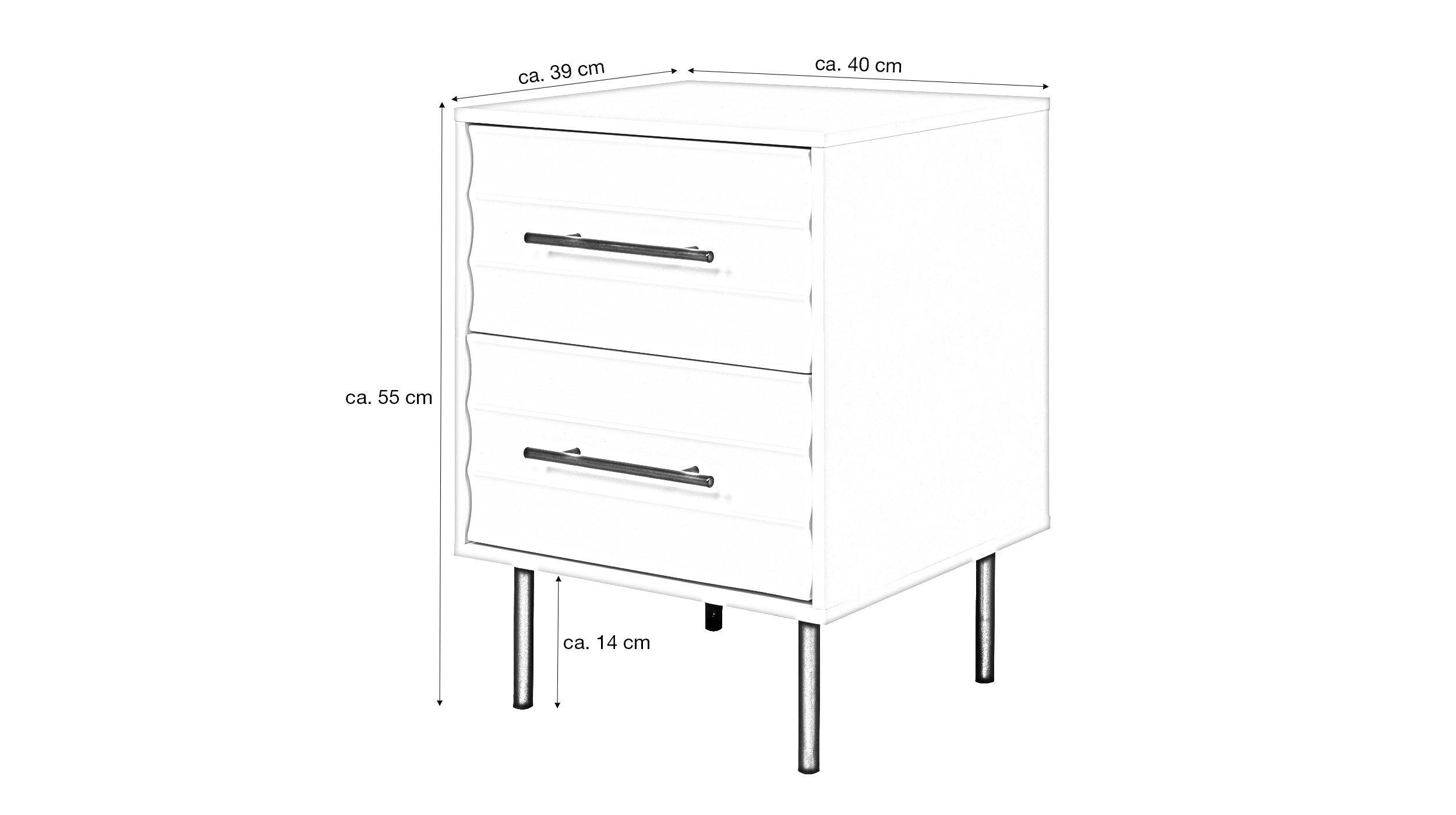 Nachttisch weiß 40 x 39 cm - 2 Schubladen - FALUN