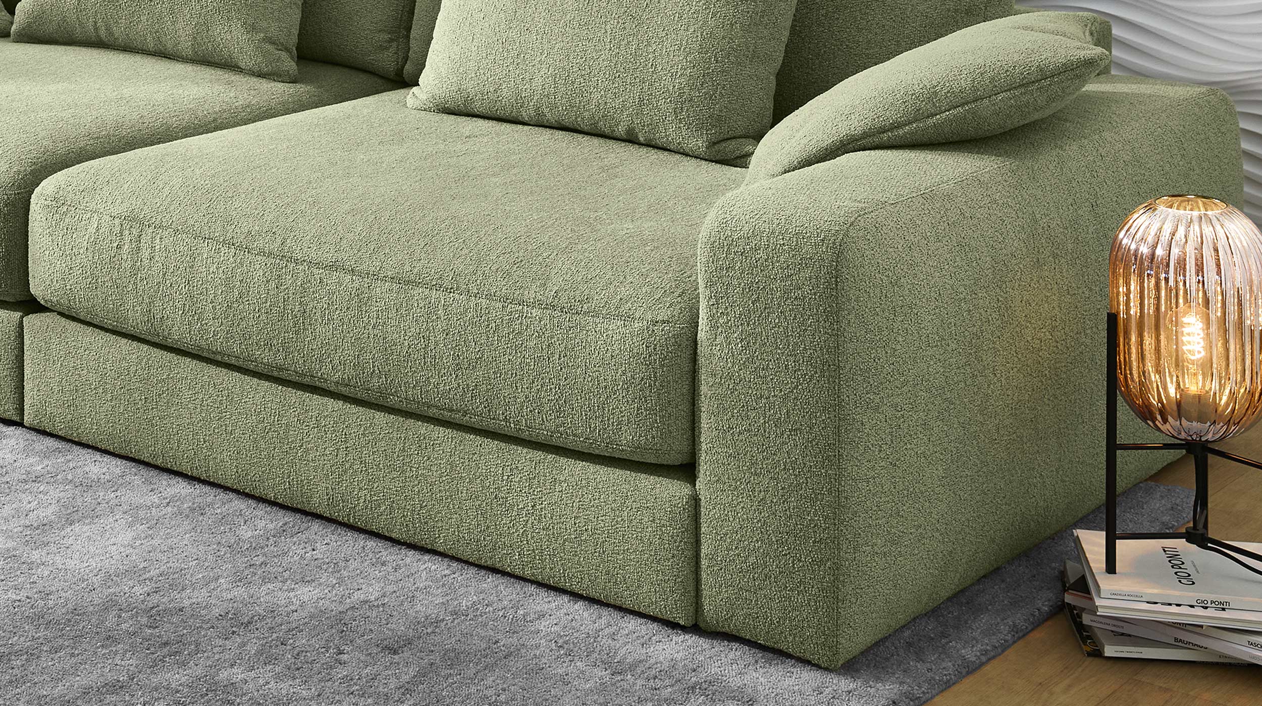 Big Sofa mit Federkern - grün - 290 cm - MILANO