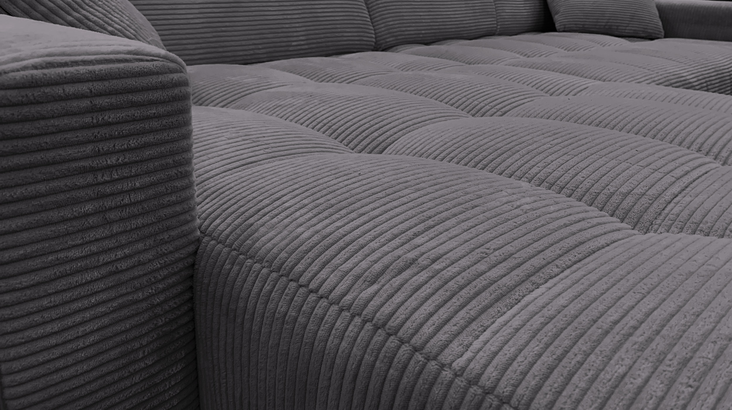 Ecksofa Cord grau - 256 x 180 cm - Sitztiefenverstellung - SIMPLE
