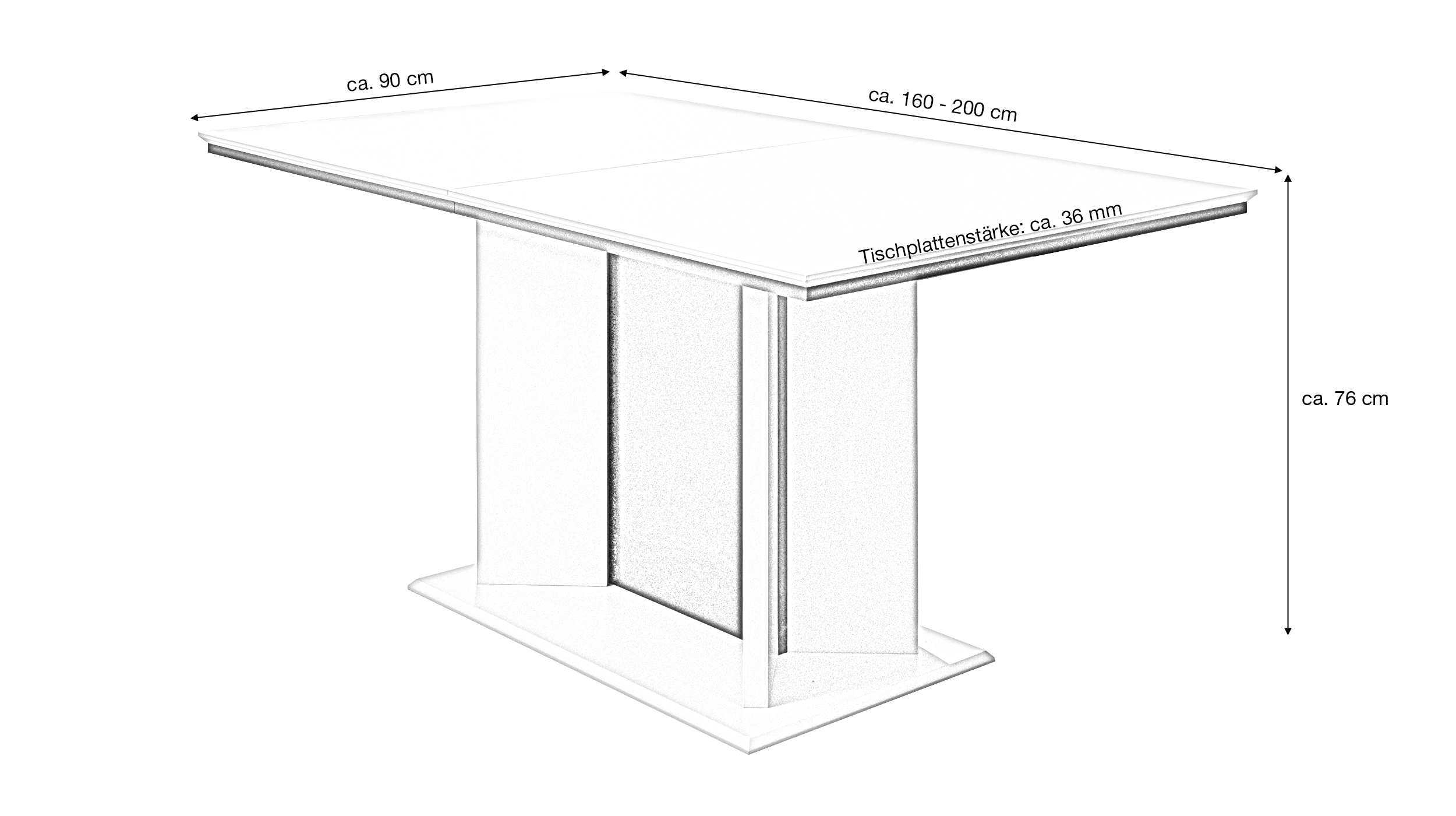Esstisch 160 - 200 cm ausziehbar beige schwarz Säulentisch - ARONA