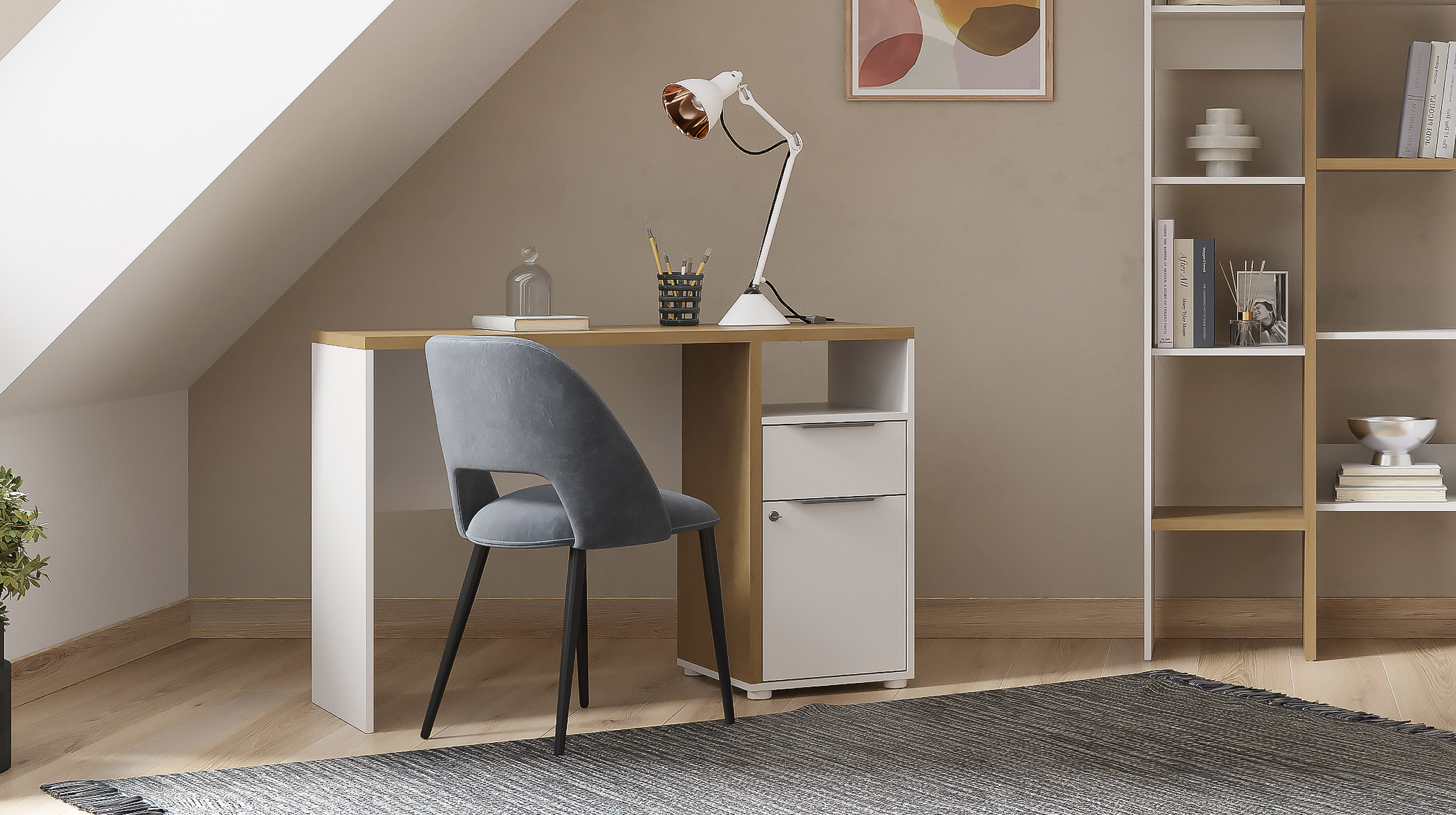 Schreibtisch Artisan Eiche weiß 117 x 45 cm - ACCESS