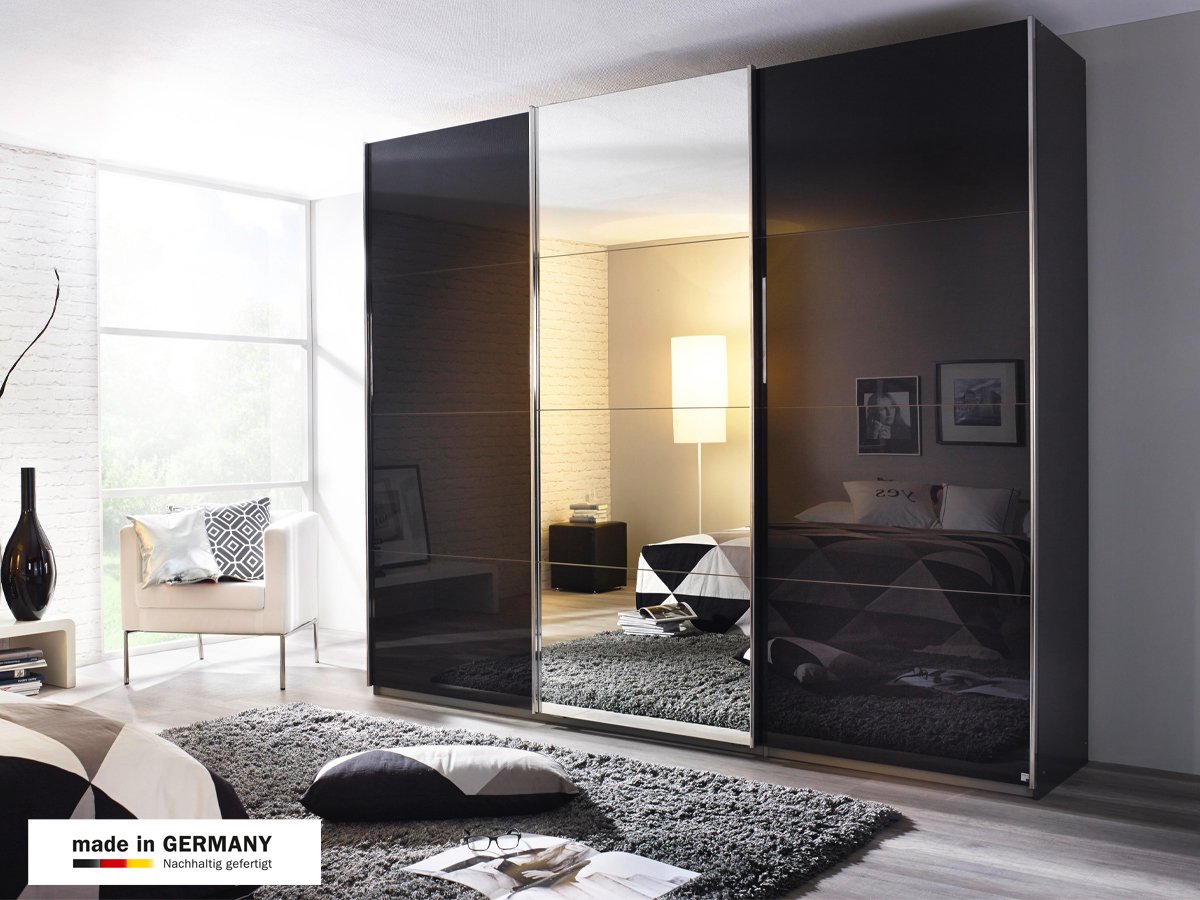 Schwebetürenschrank grau Spiegel 271 cm - rauch - KULMBACH