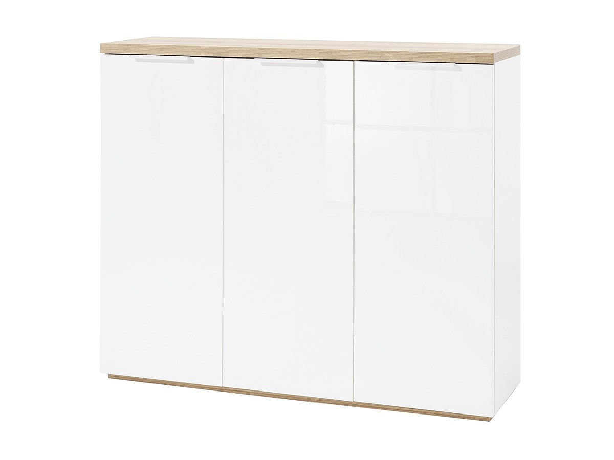 Kommode weiß hochglanz - Riviera Oak 120 cm - MUNDI