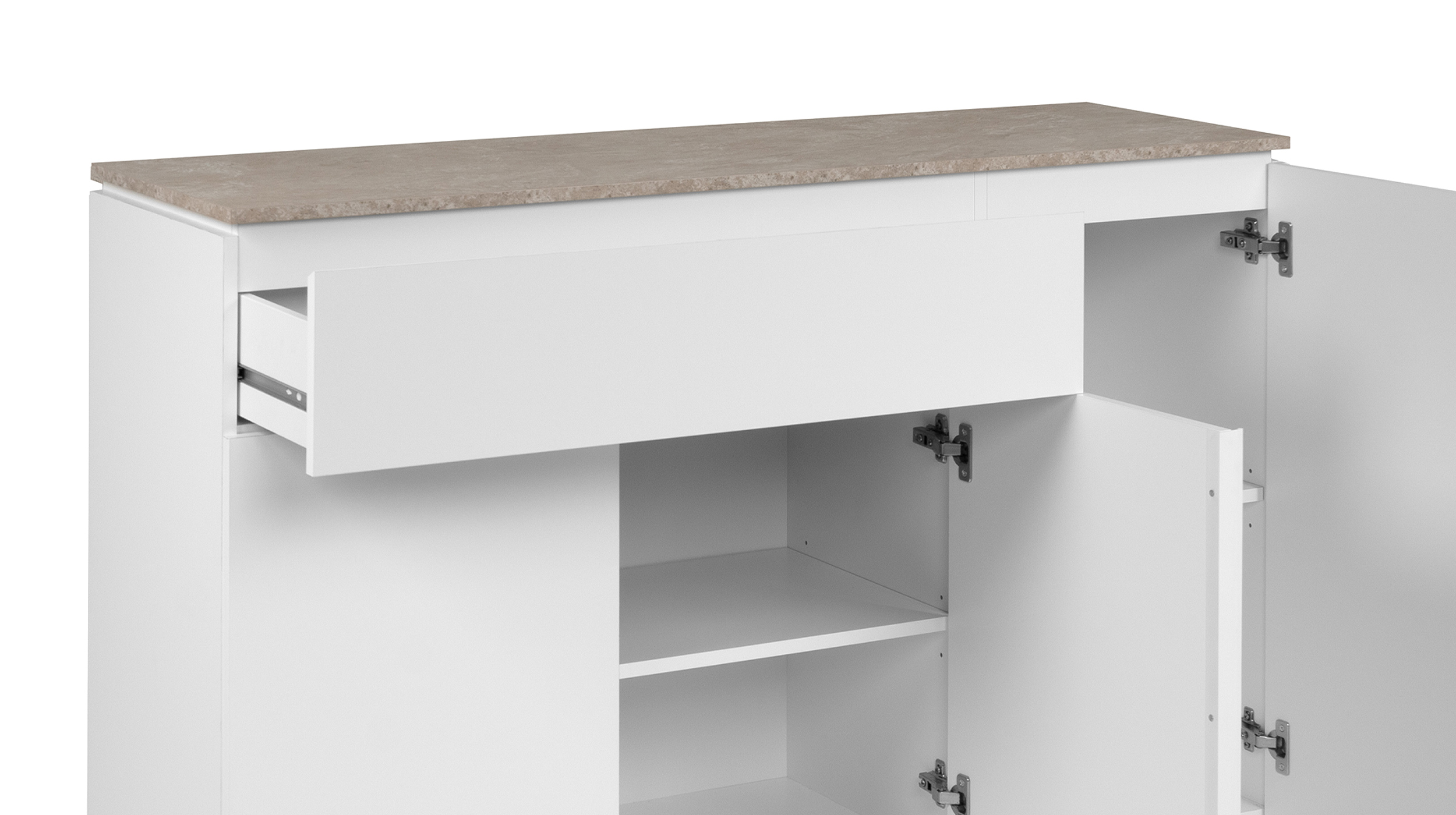 Kommode Schublade weiß - Sandstein 133 cm - BERTRIX