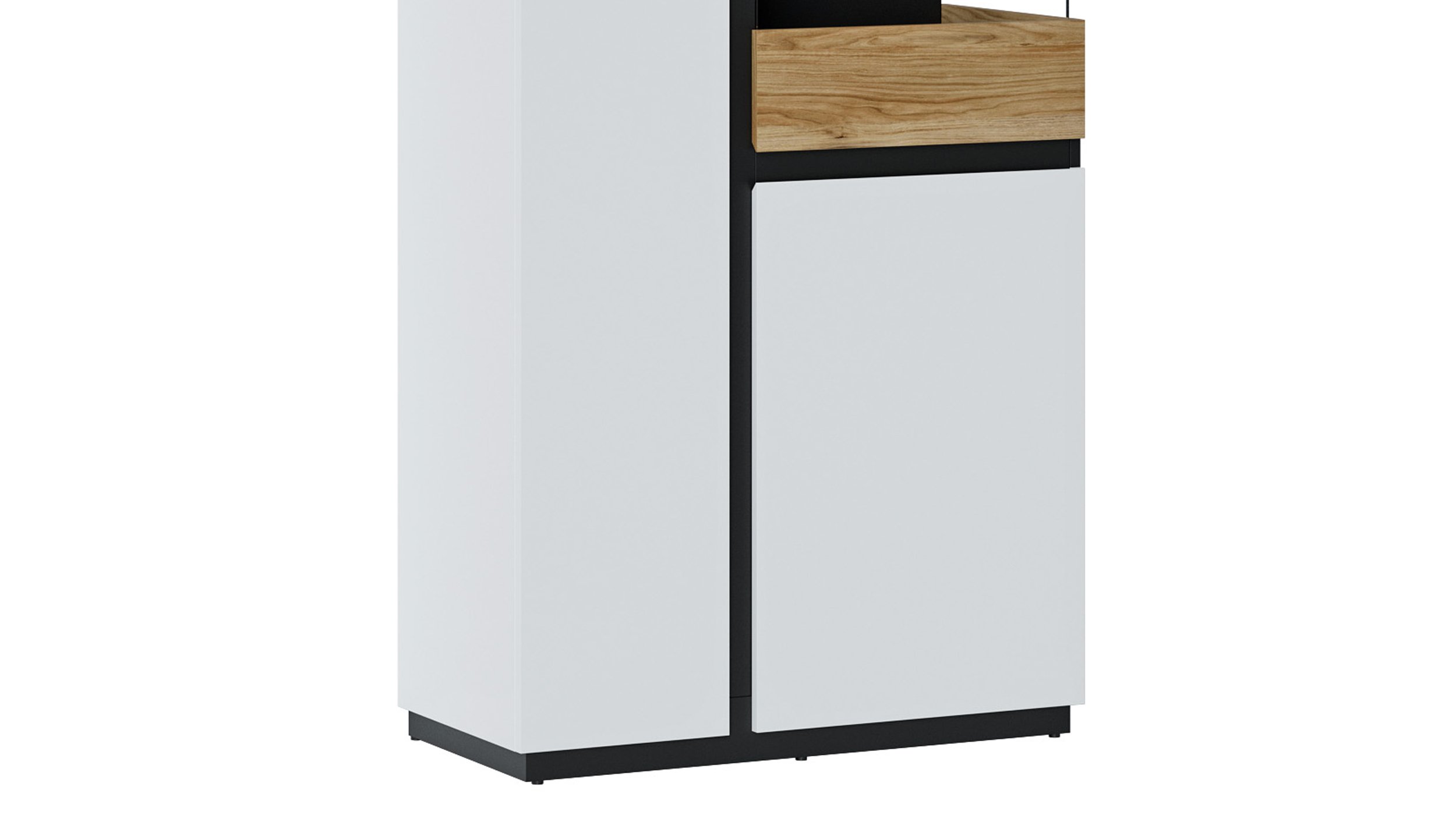 Vitrine mit Glastür alpinweiß - Catania Eiche Breite 84 cm - NOVENA