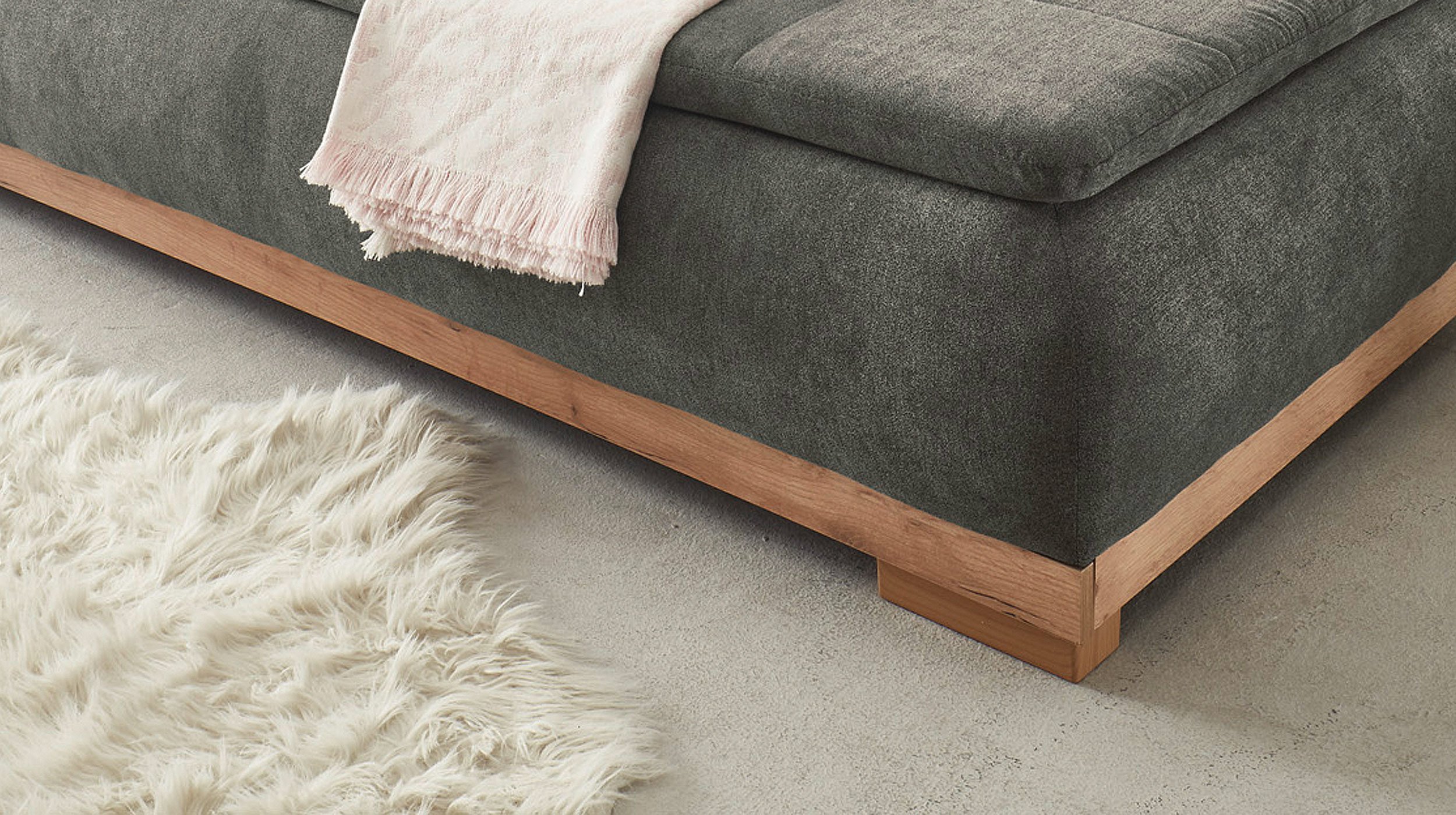 Schlafsofa grau mit Bettkasten Federkern 208 x 105 cm - AMBRA
