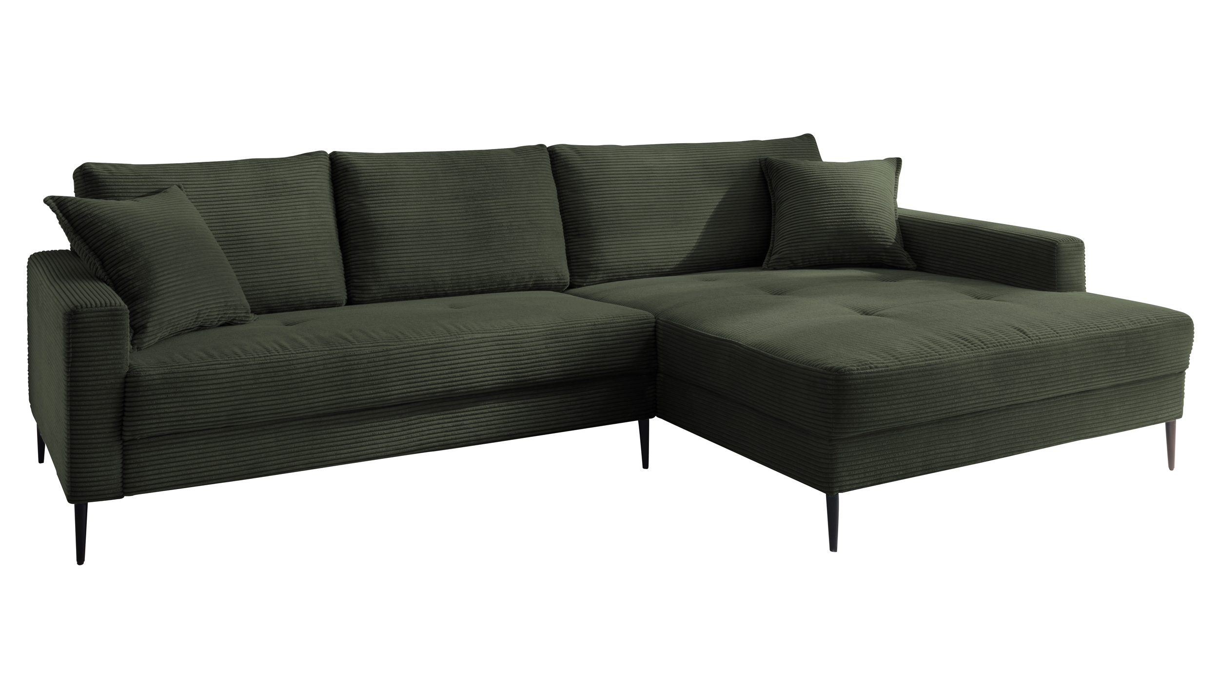 Ecksofa Cord grün 276 x 173 cm - OT rechts - SUMMER