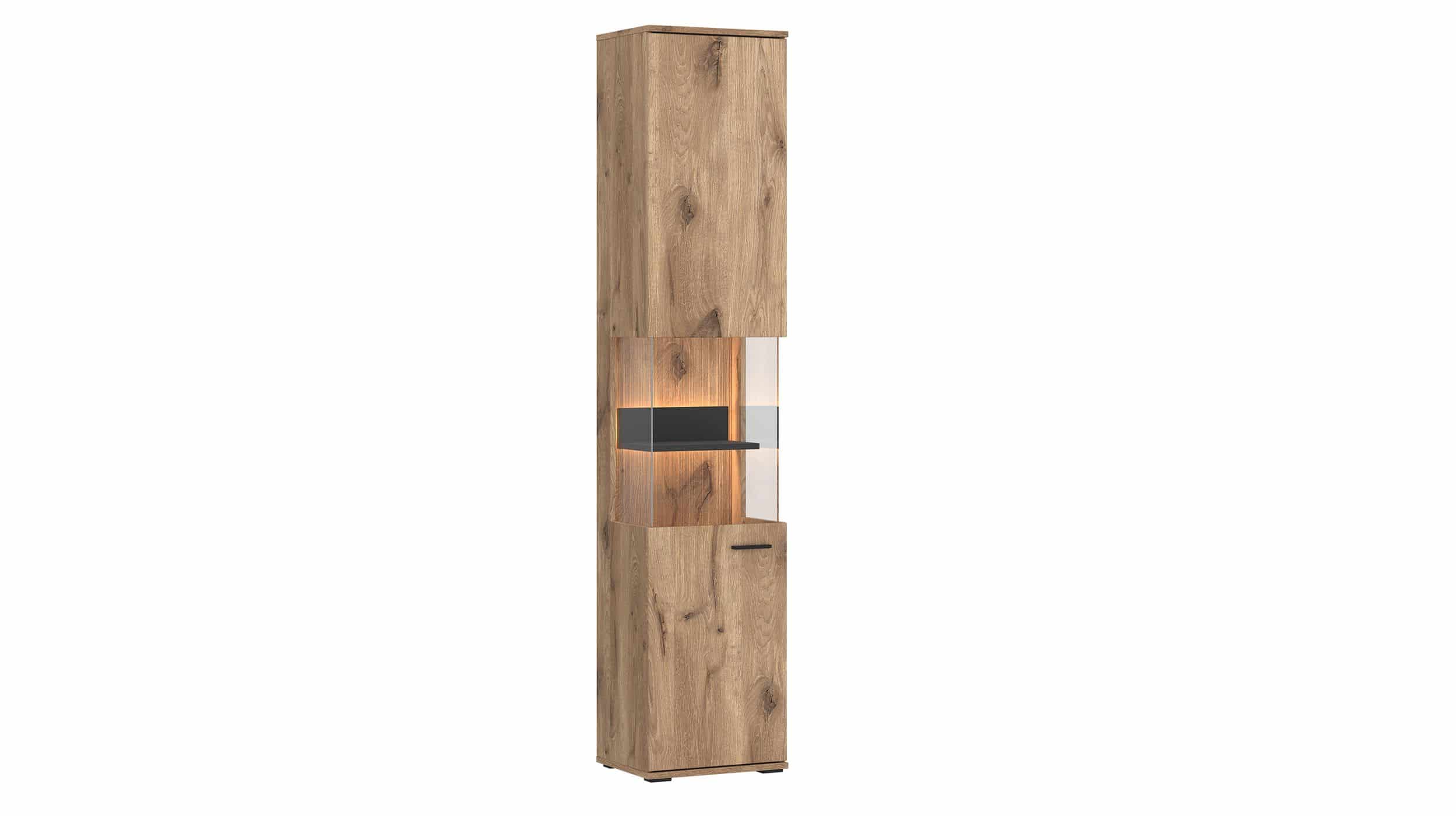 Vitrine mit Beleuchtung Viking Eiche - Anthrazit Breite 40 cm - PARDOO