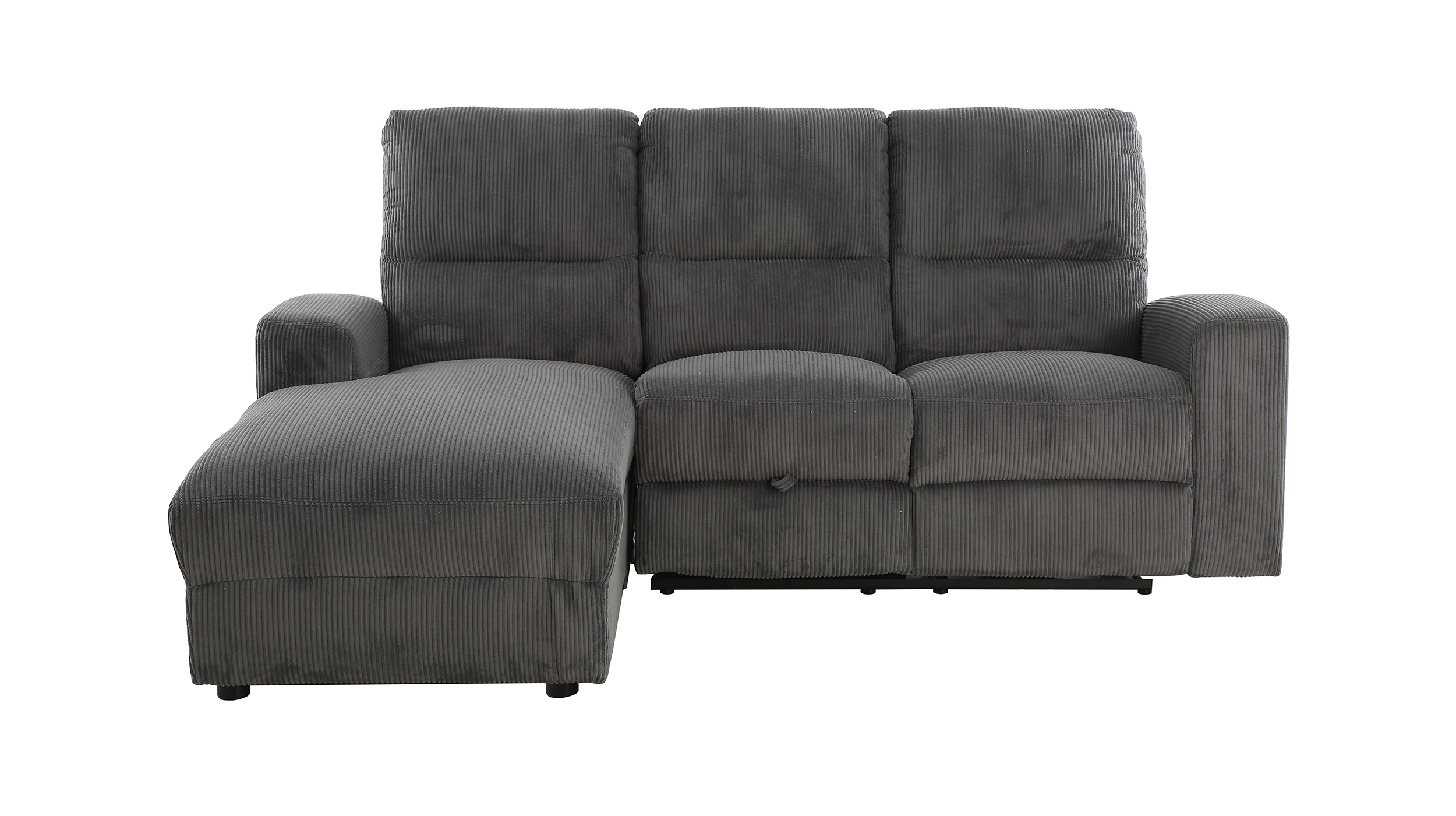 Ecksofa Cord grau 216 x 156 cm Relaxfunktion Federkern - PALINA