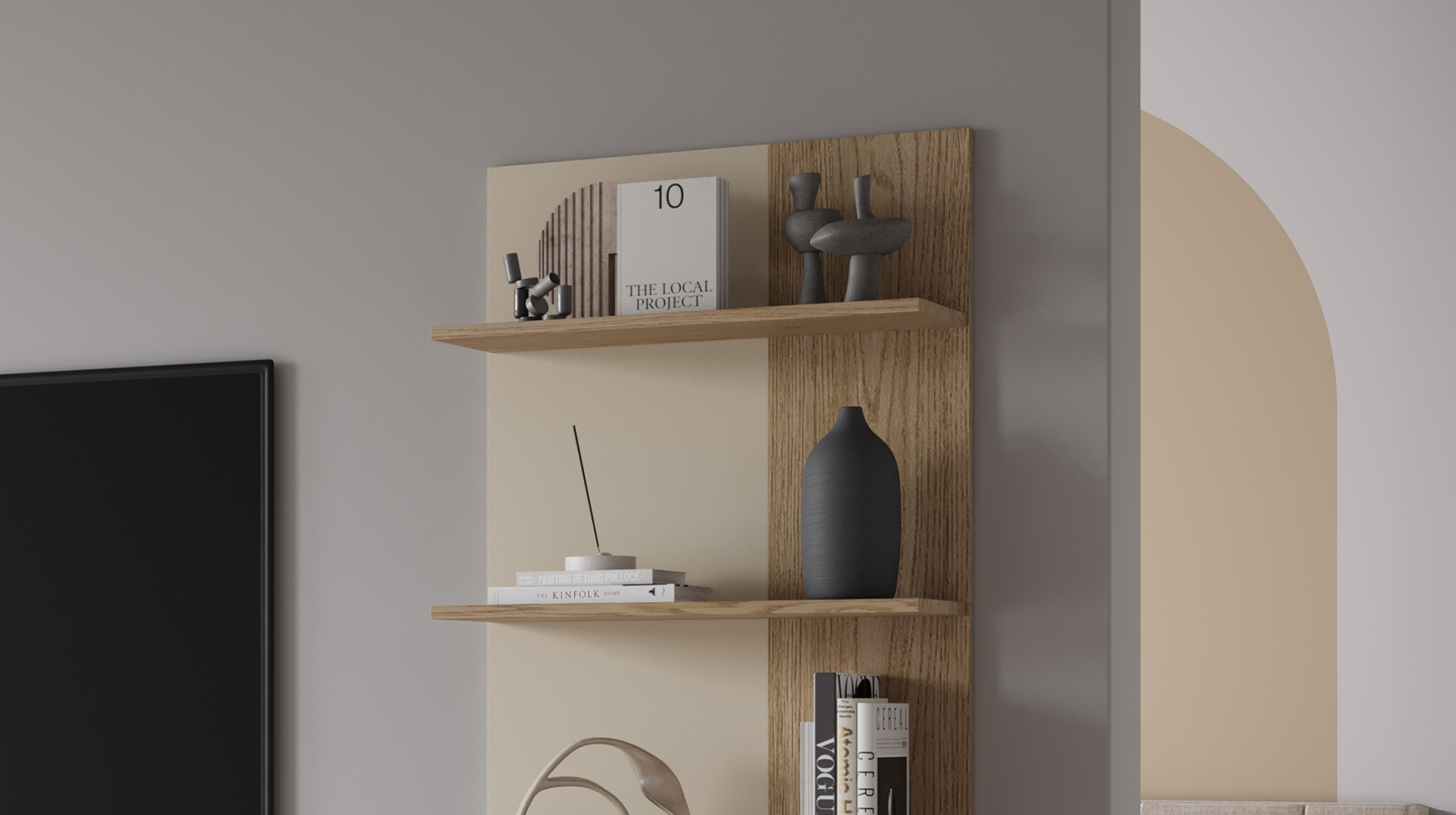 Wandboard beige - Eiche - 60 cm - MEOLO 