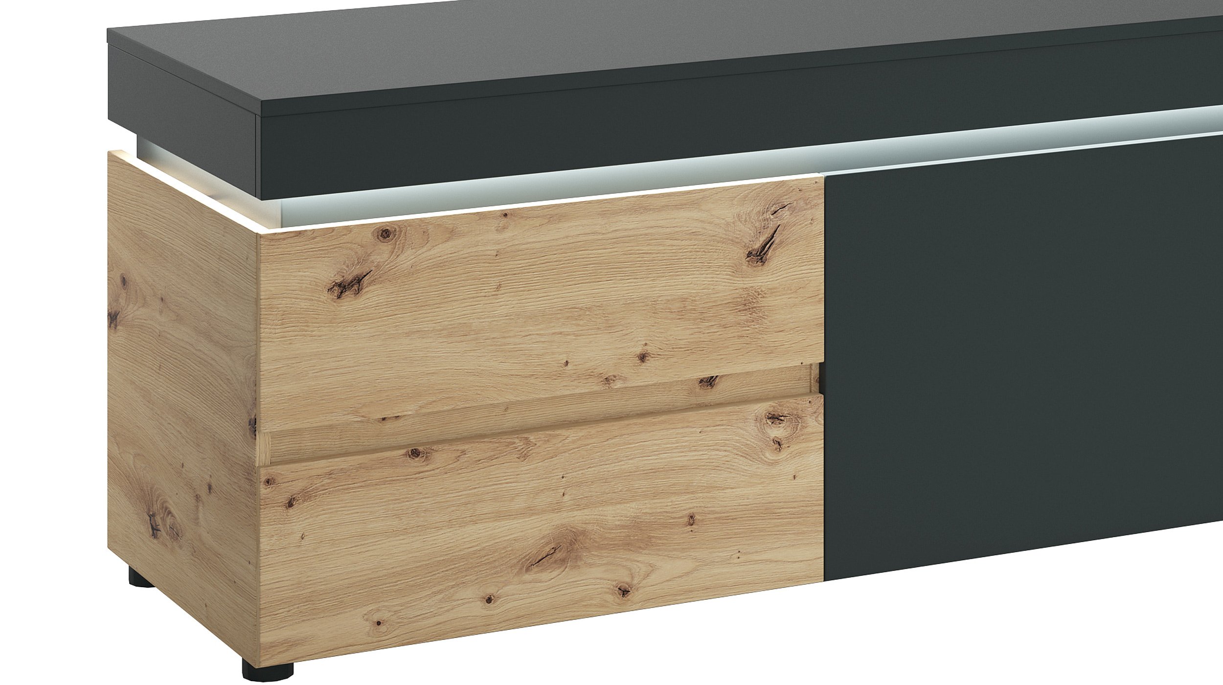 TV - Lowboard grau - Artisan Eiche - 180 cm - LUCI