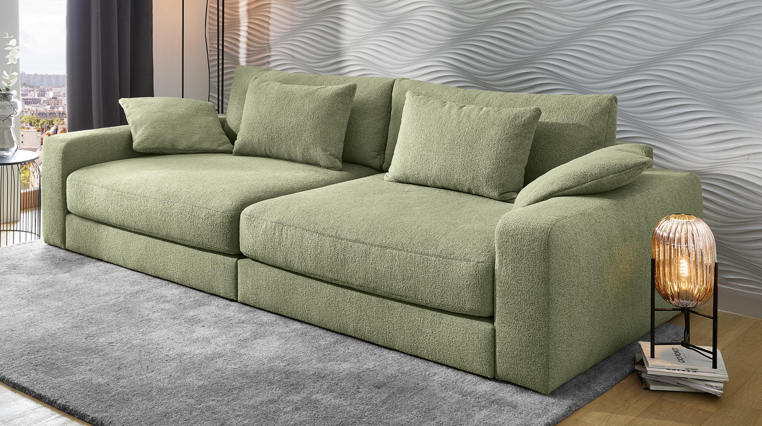 Big Sofa mit Federkern - grün - 290 cm - MILANO