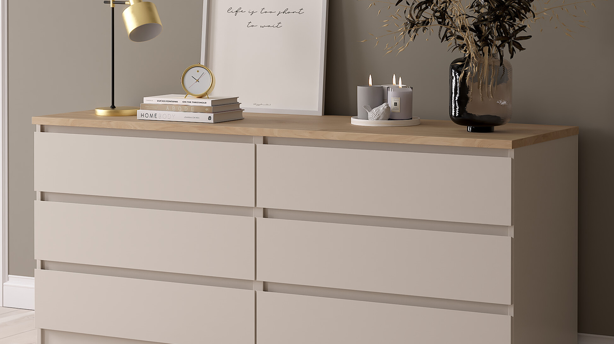 Kommode mit 6 Schubladen beige - Jackson Hickory 154 cm - NAIA Kommode mit 6 Schubladen beige - Jackson Hickory 154 cm - NAIA