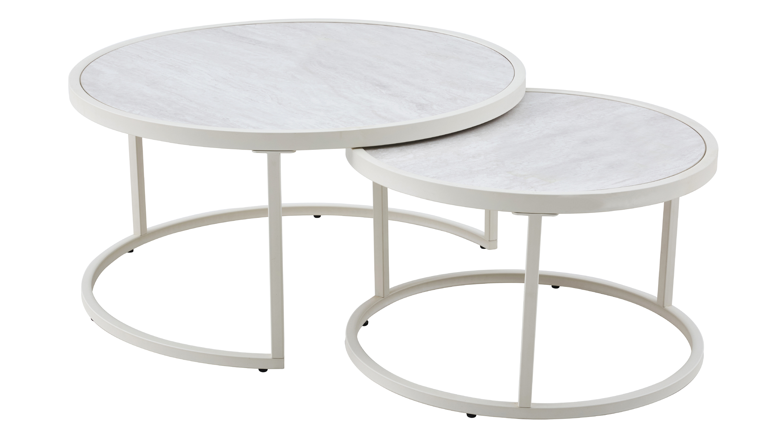 Couchtisch 2-er Set Marmoroptik beige - 80 cm - 60 cm - ILLE