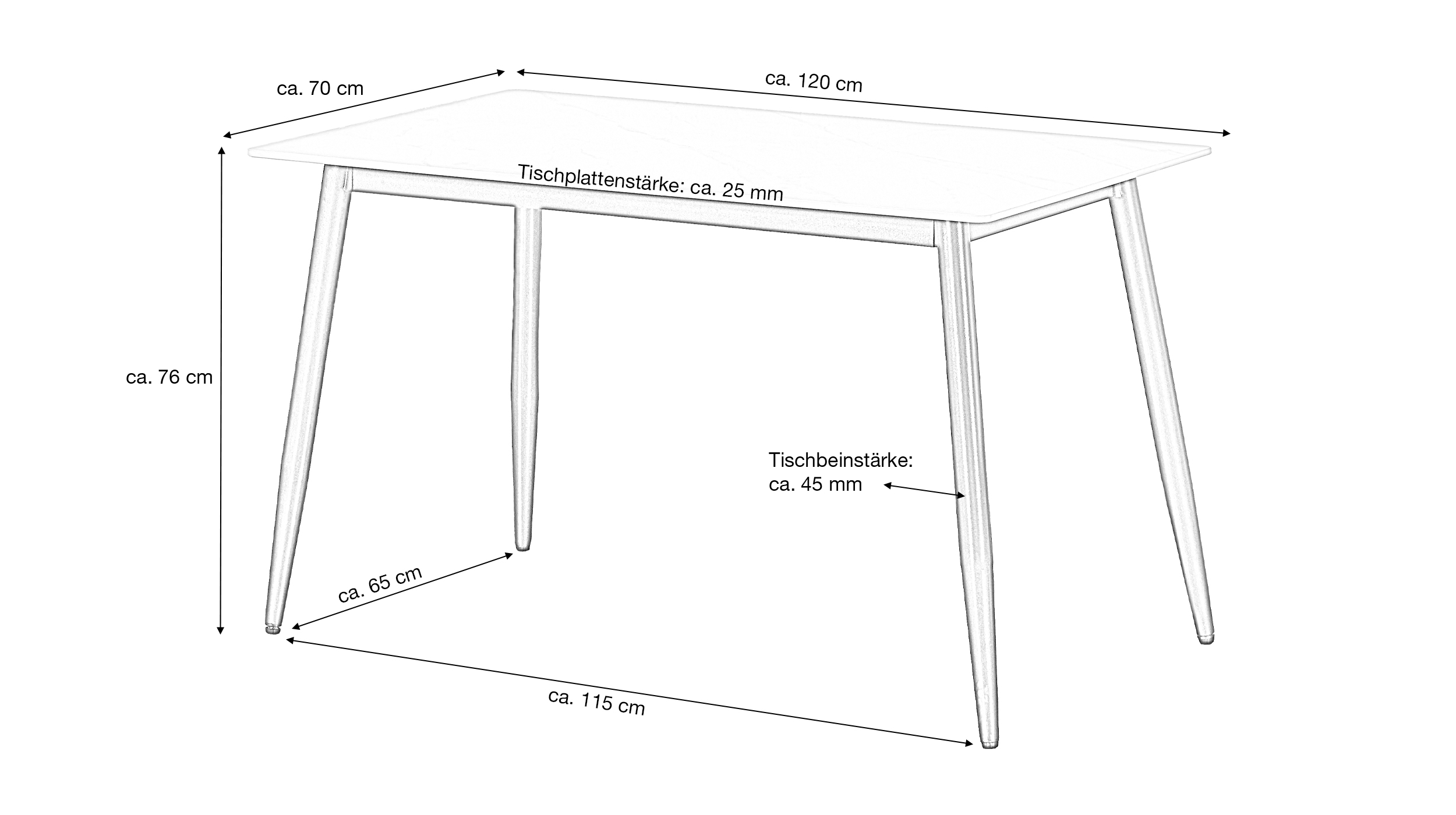 Esstisch 120 x 70 cm Keramik grau - MAROLKA