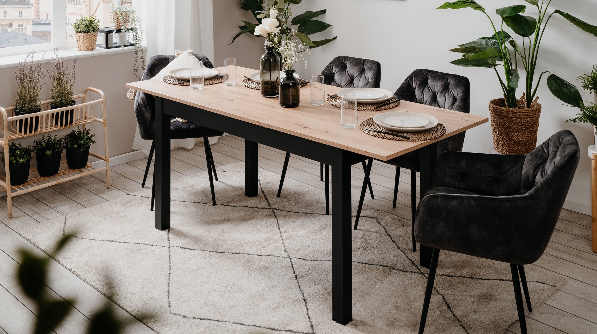 Esstisch 140 - 180 cm ausziehbar Artisan Eiche - COBURG