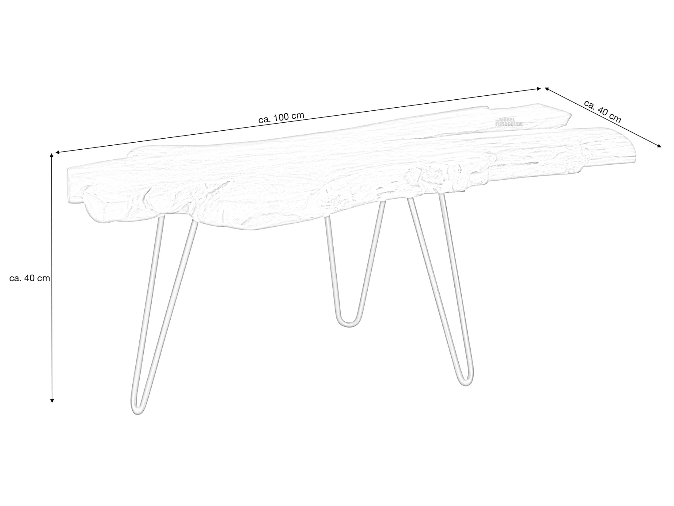 Couchtisch Massivholz Teak 100 x 40 cm - TALLUS