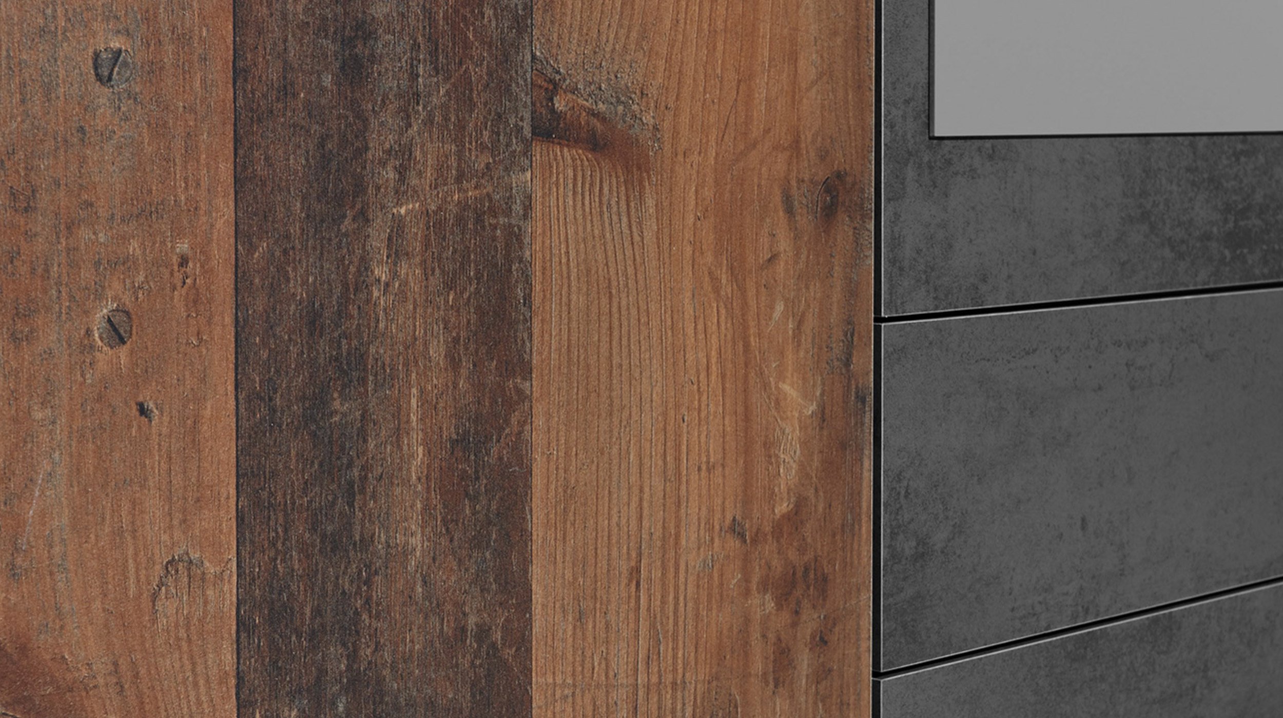 Kleiderschrank mit Spiegel - Old Style - grau - 120 cm - CHICAGO
