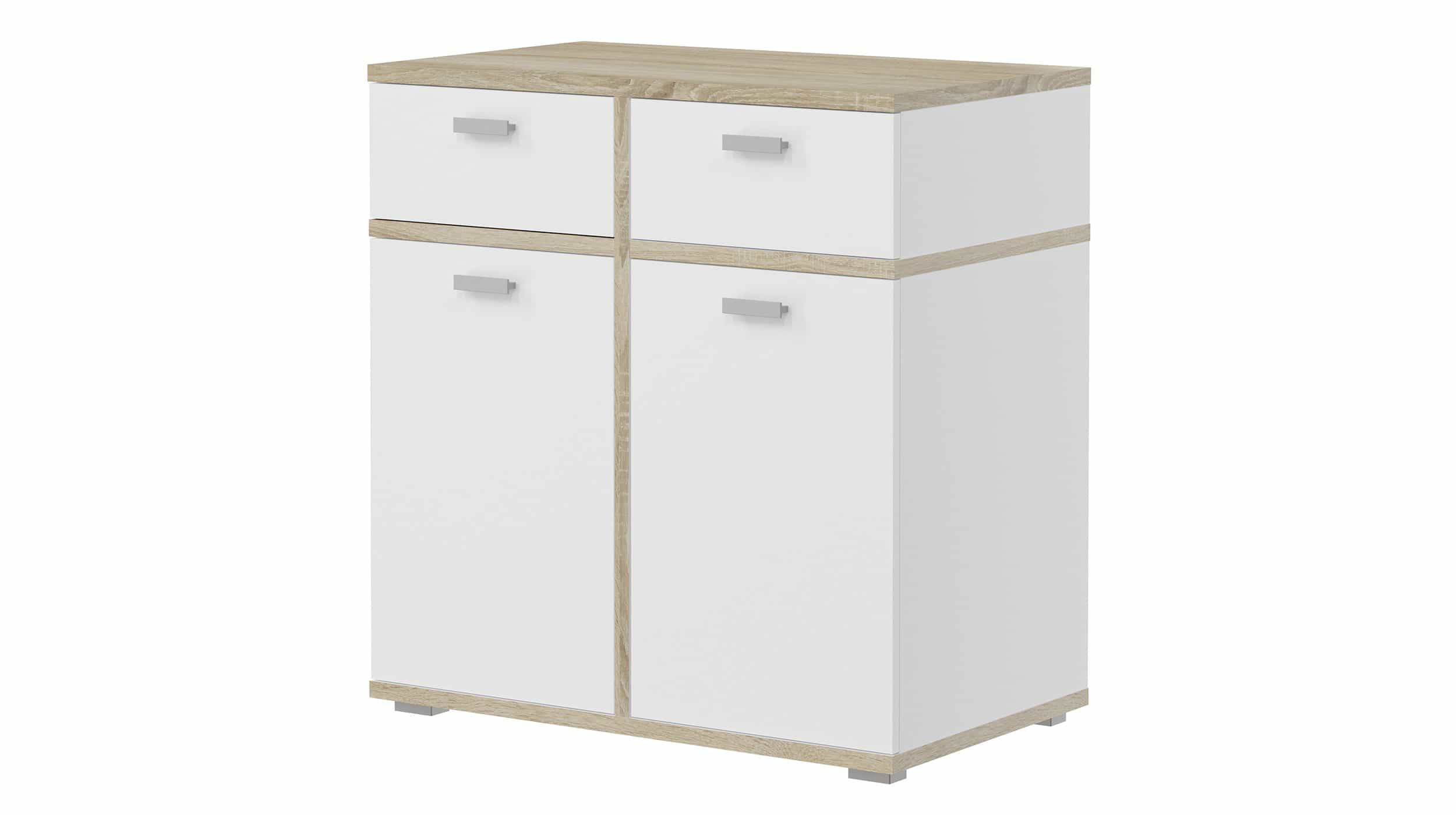 Kommode weiß - Sonoma Eiche - 79 cm - 2-türig - COSMO