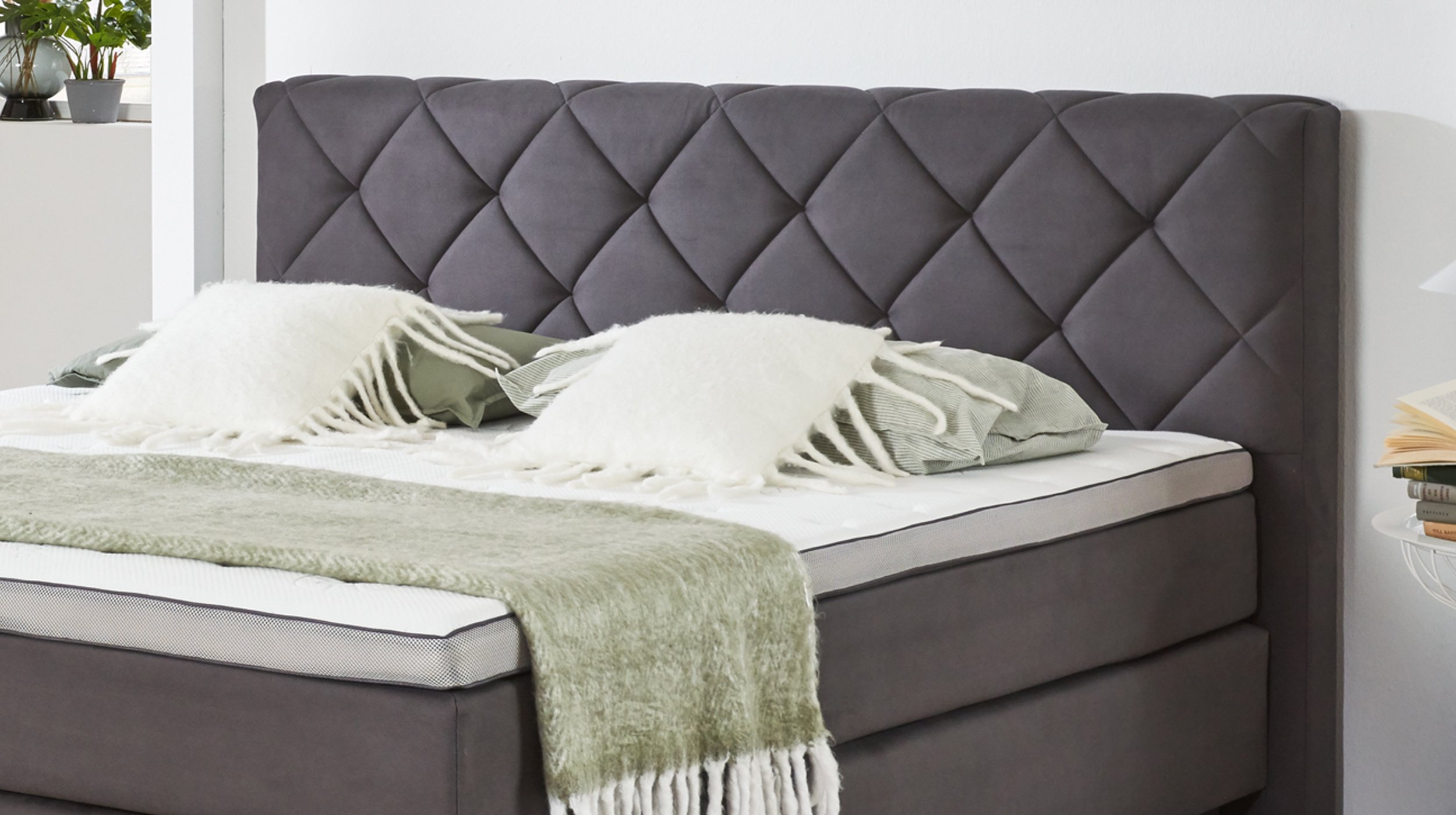 Boxspringbett 180 x 200 cm Stoffbezug anthrazit - AMARILLO