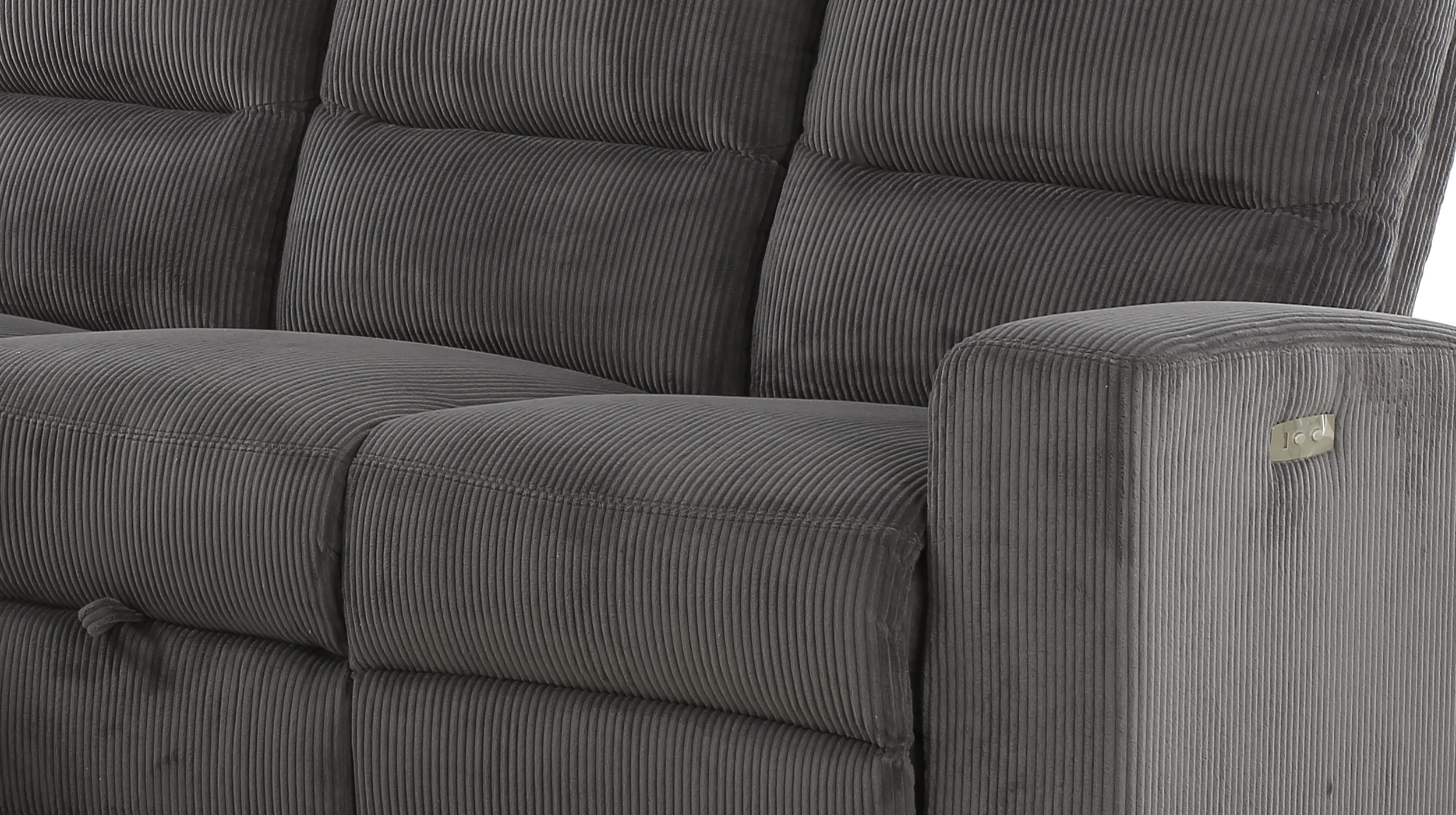 Ecksofa Cord grau 216 x 156 cm Relaxfunktion Federkern - PALINA