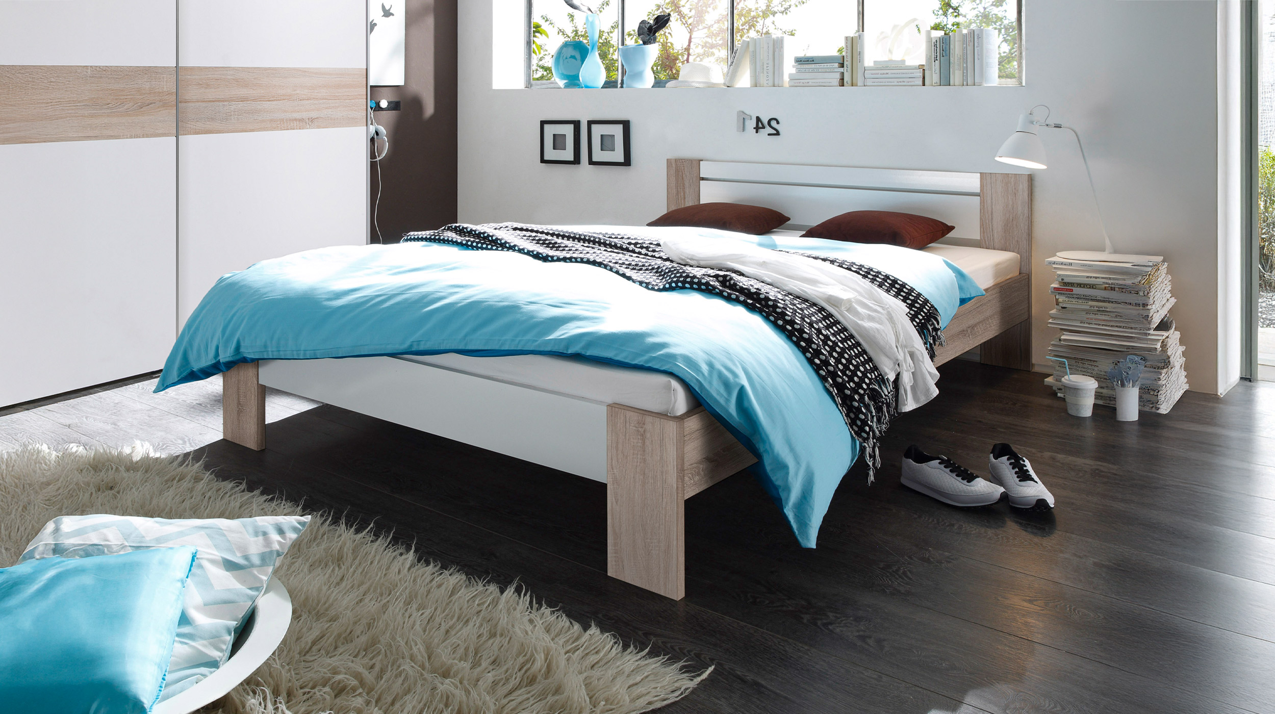 Futonbett 140 x 200 cm Einzelbett Sonoma Eiche - VEGA 