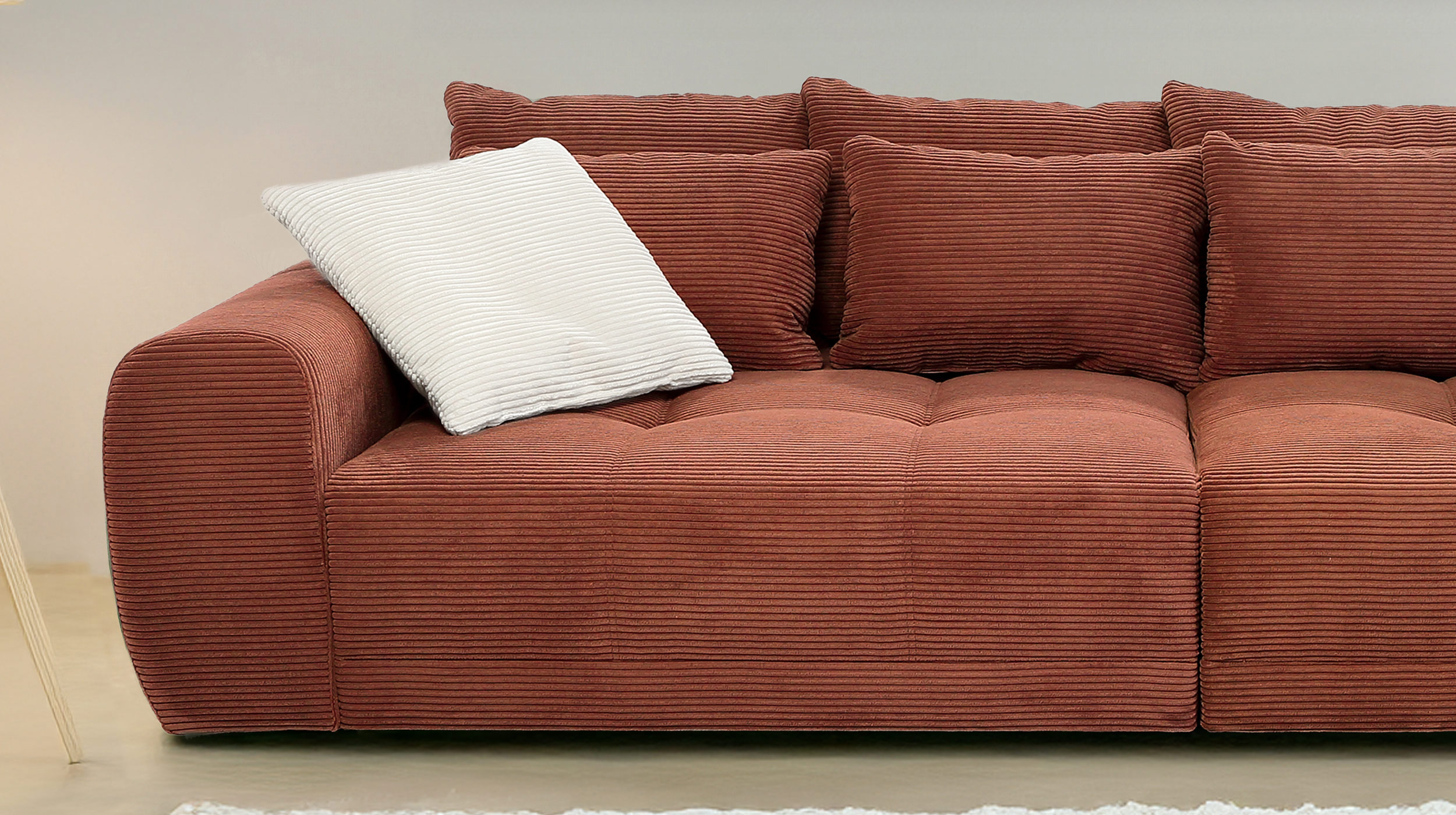 Big Sofa Cord rost - 308 cm - Federkern - JANNI