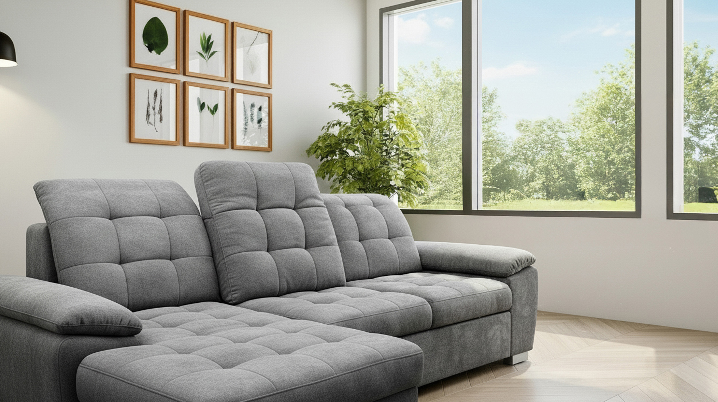 Ecksofa mit Schlaffunktion anthrazit 260 cm - Bettkasten - MAIKE