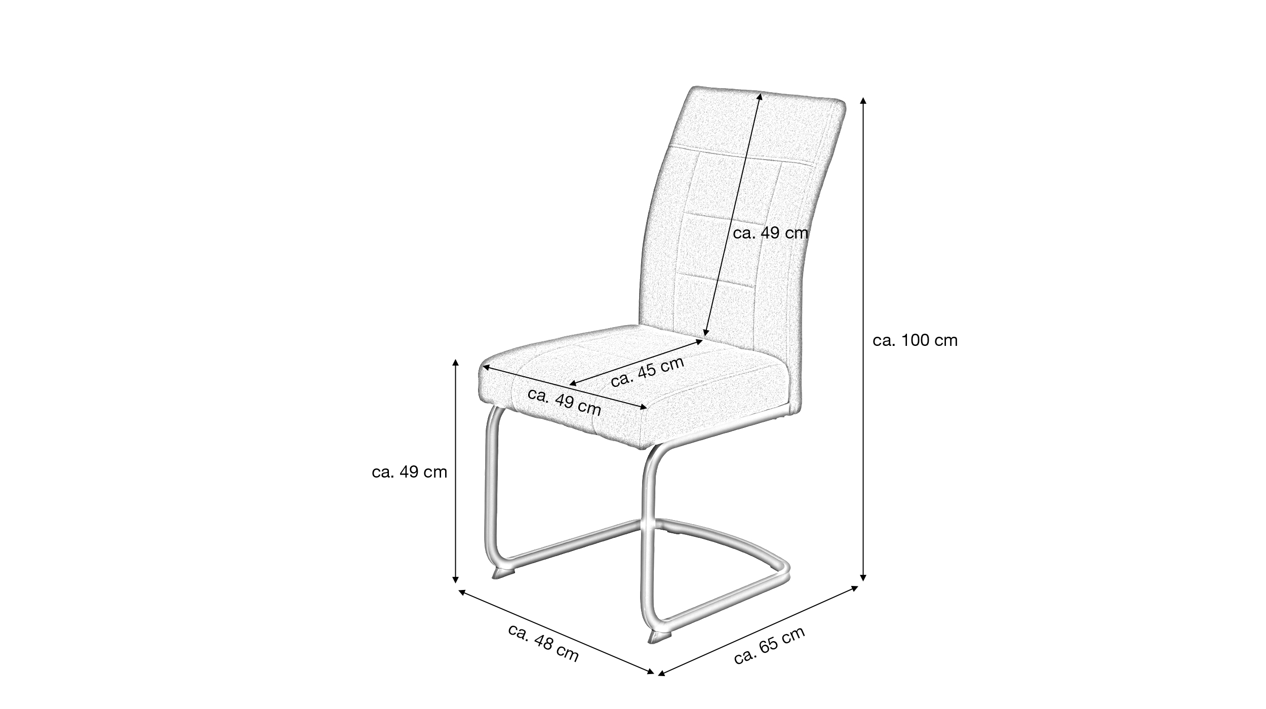 Schwingstuhl für Esszimmer anthrazit Webstoffbezug - BRINDISI